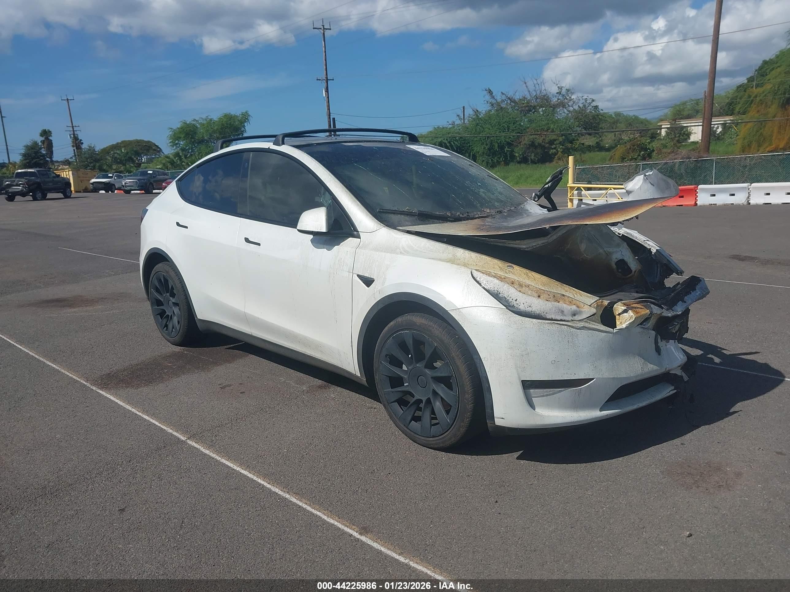 2021 Tesla Model Y Standard Range, VIN 5YJYGDEDXMF103483 — Burn