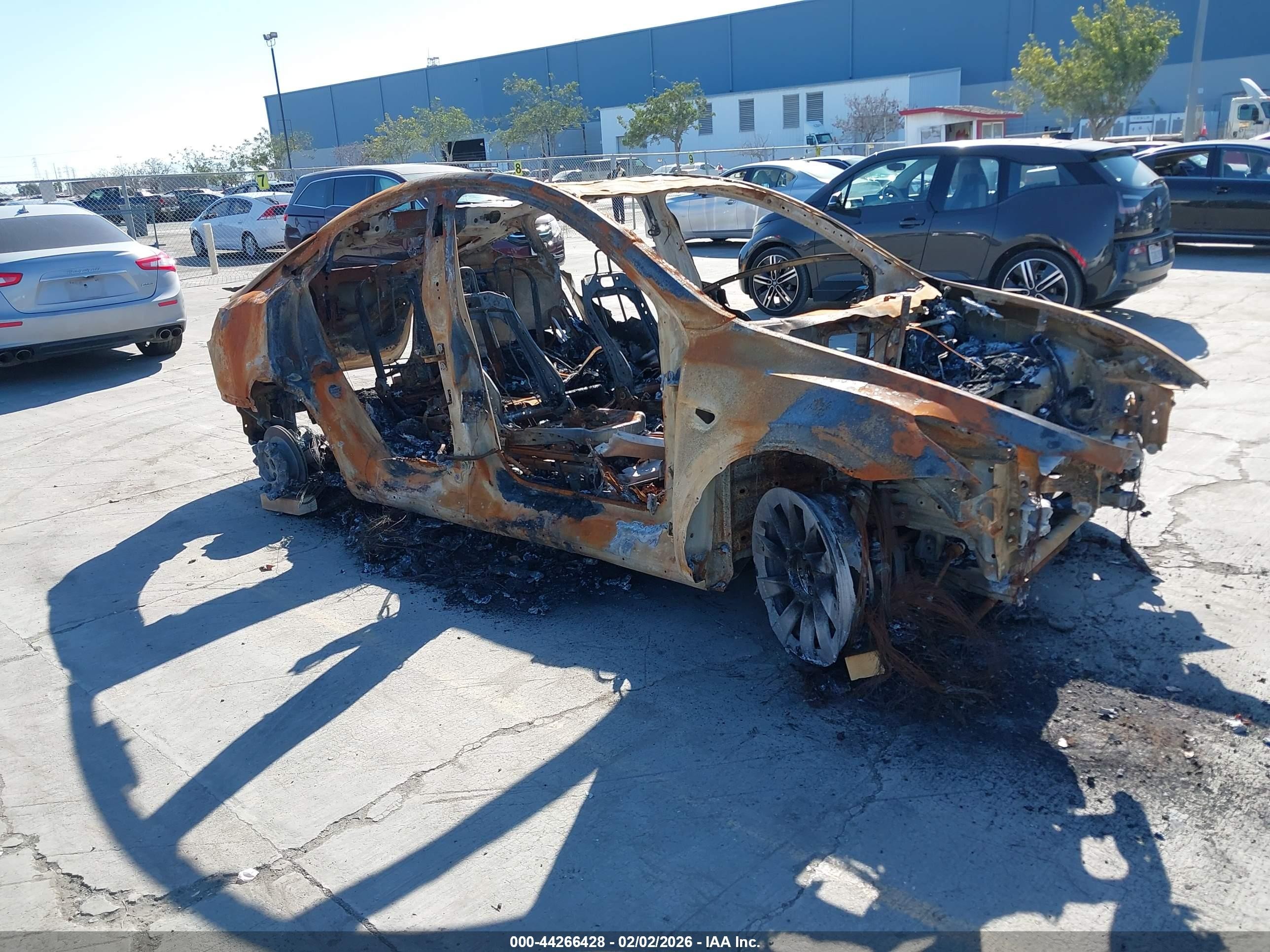 2023 Tesla Model Y Long Range, VIN 7SAYGDEE1PF628688 — Burn