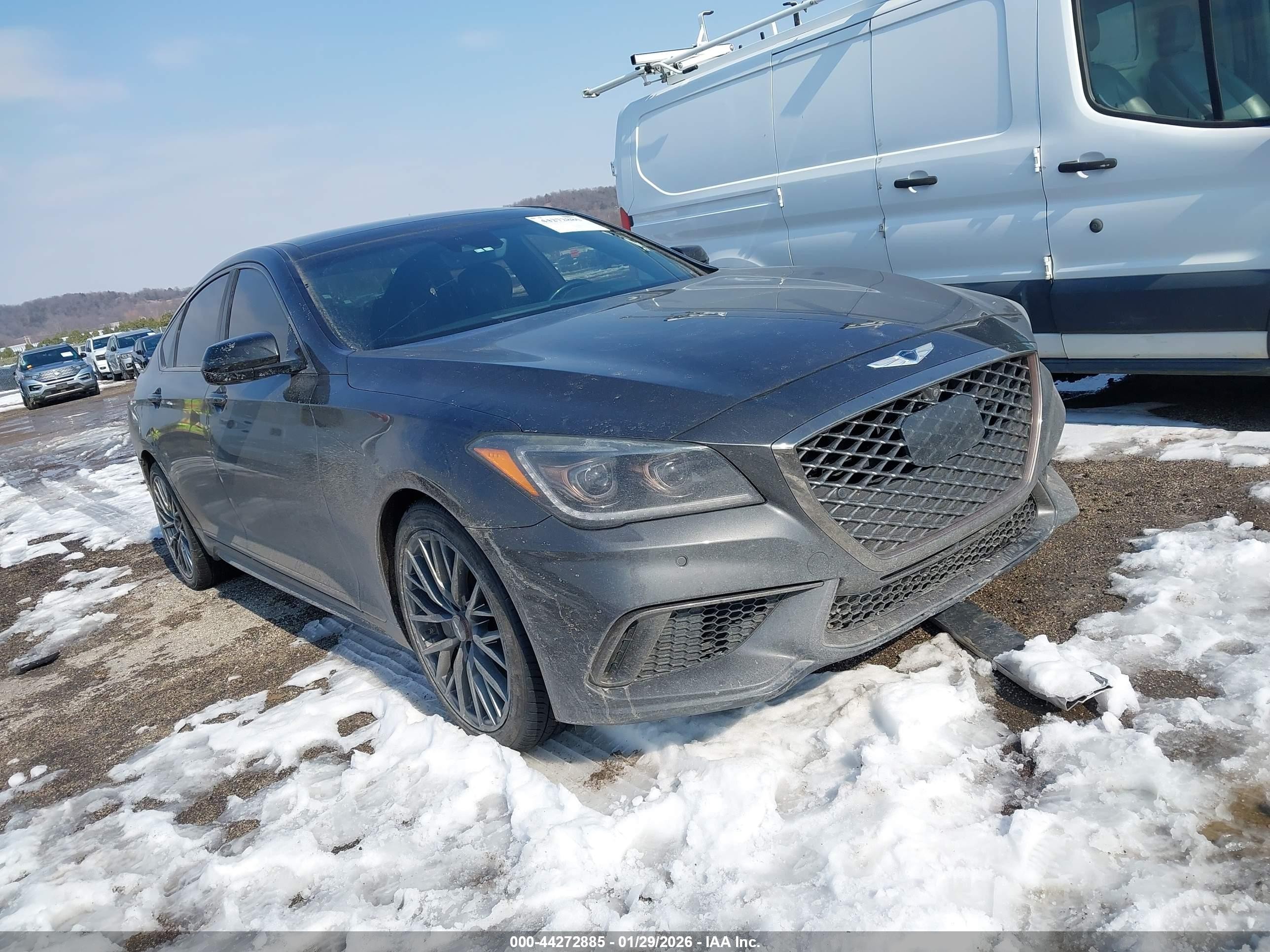 2019 Genesis G80 Sport, VIN KMTFN4JB0KU312738 — Rear end