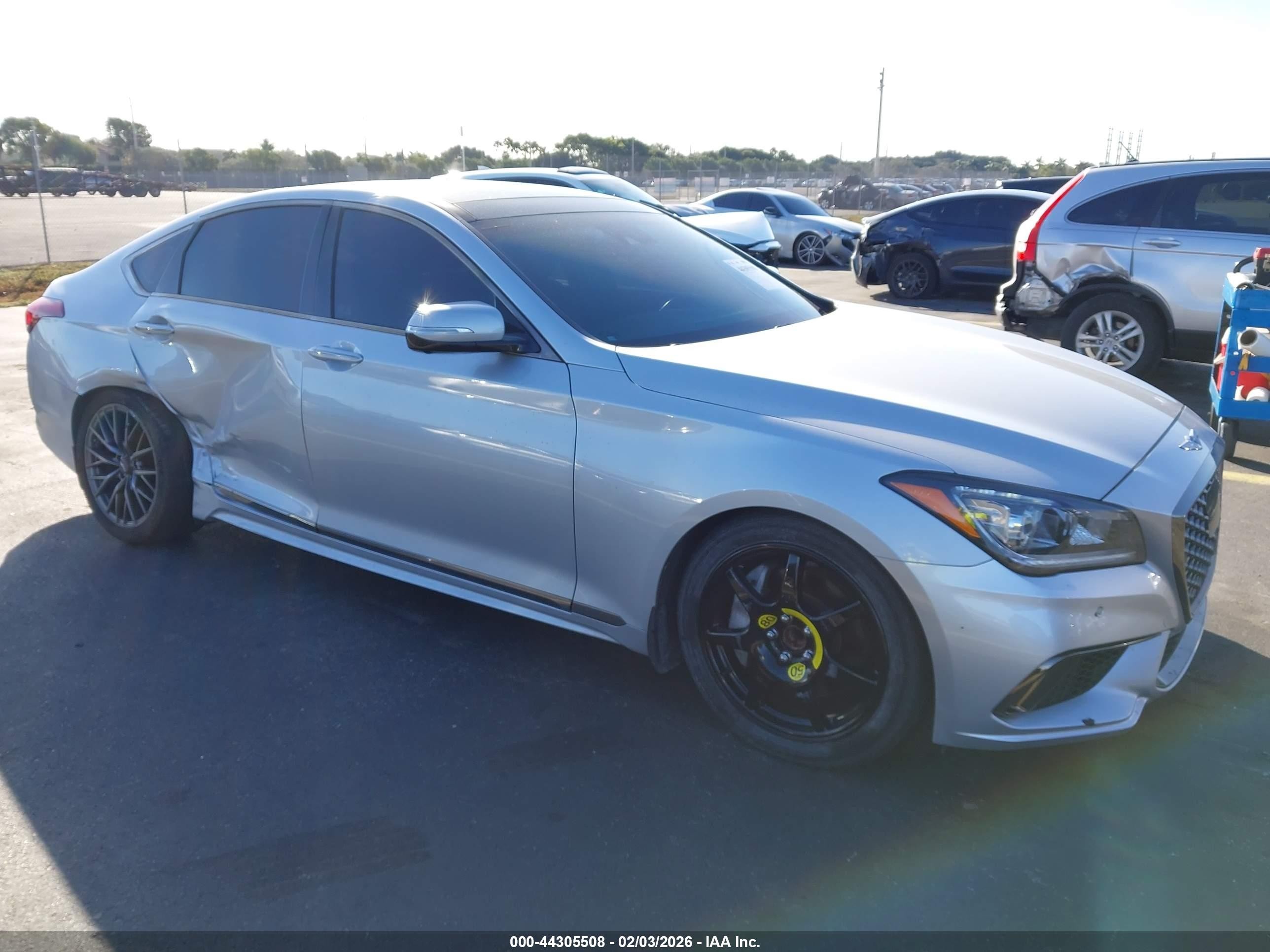 2019 Genesis G80 3.8L, VIN KMTFN4JE4KU326605 — Side