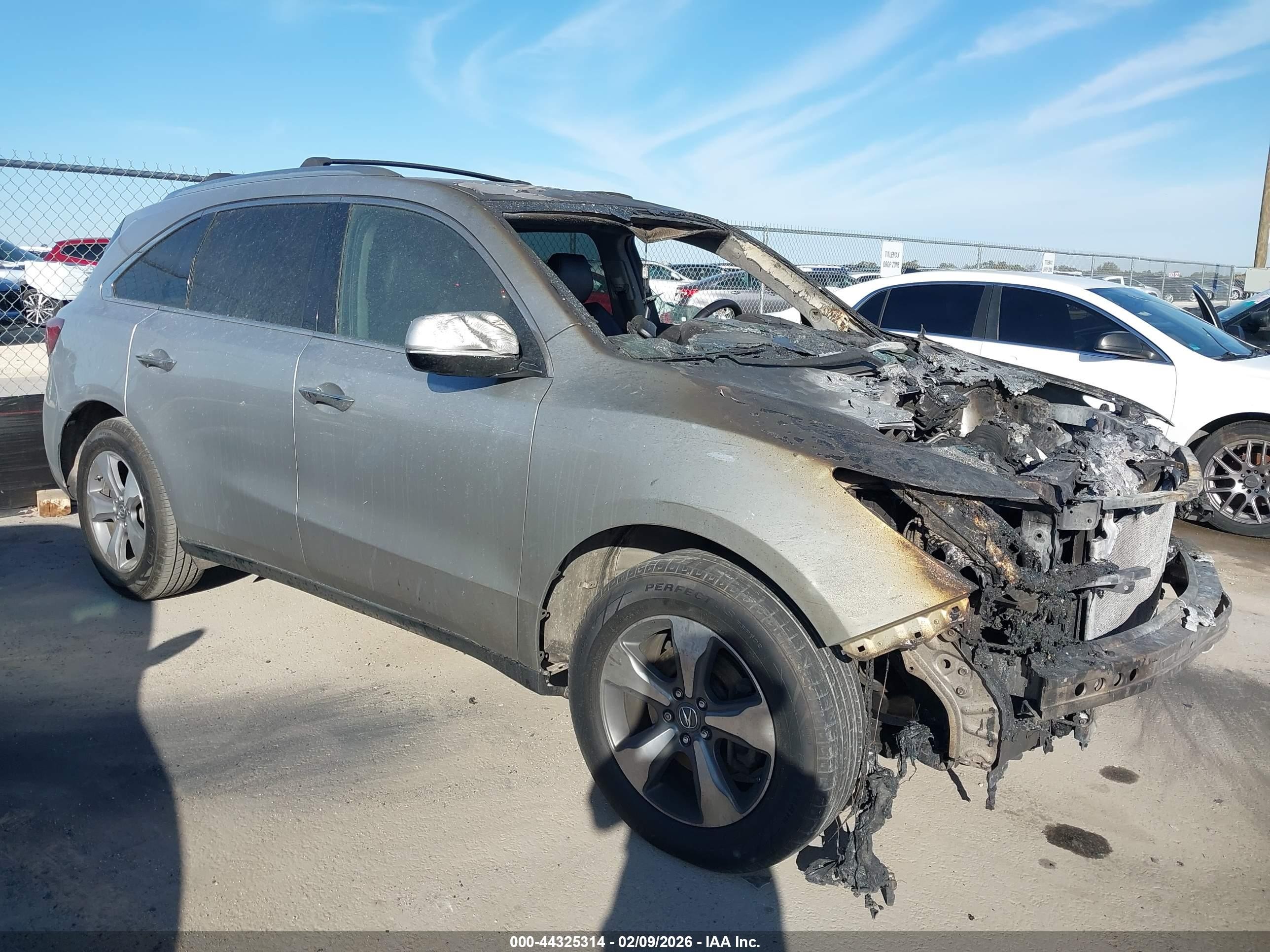2014 Acura MDX, VIN 5FRYD3H25EB008648 — Engine fire