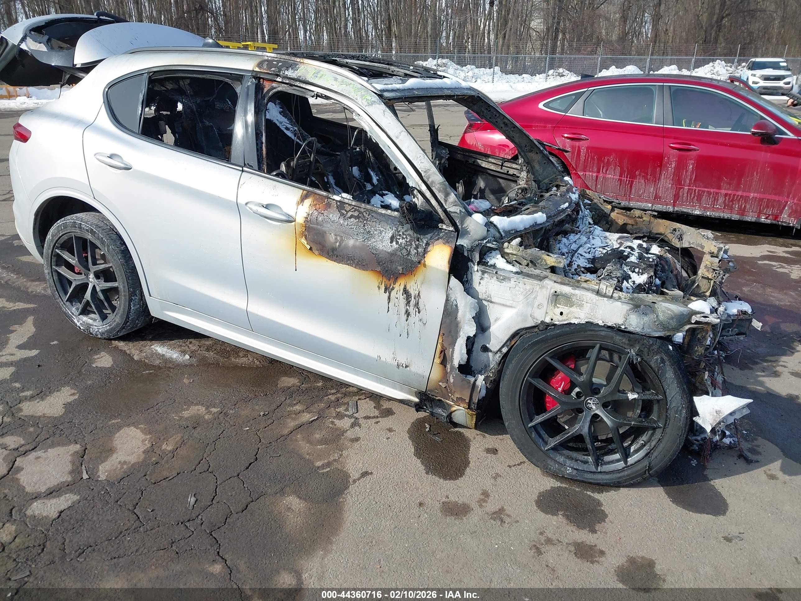 2021 Alfa Romeo Stelvio Ti Sport, VIN ZASPAKBN7M7D18203 — Engine fire