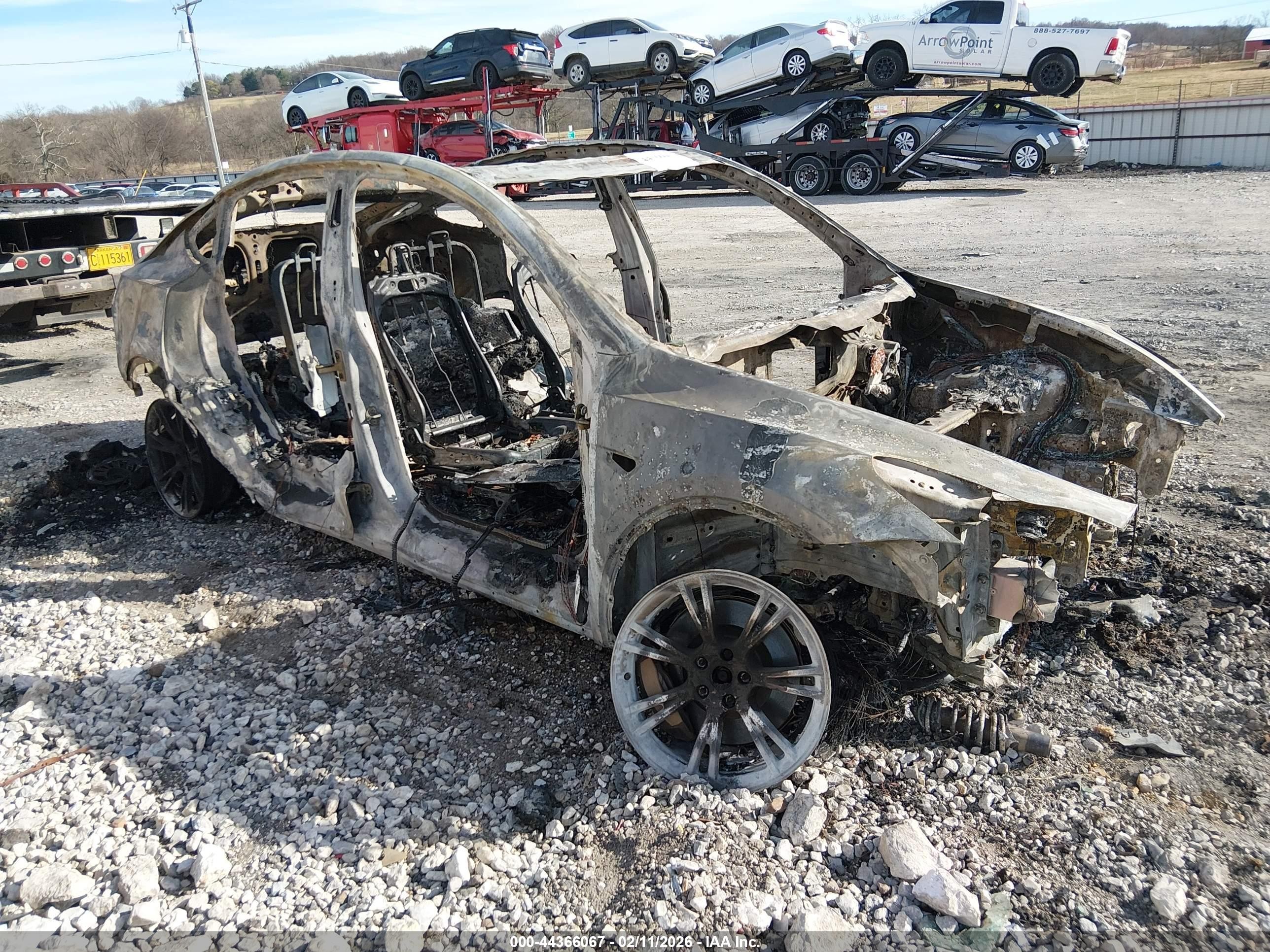 2021 Tesla Model Y Long Range, VIN 5YJYGDEE3MF075339 — Burn