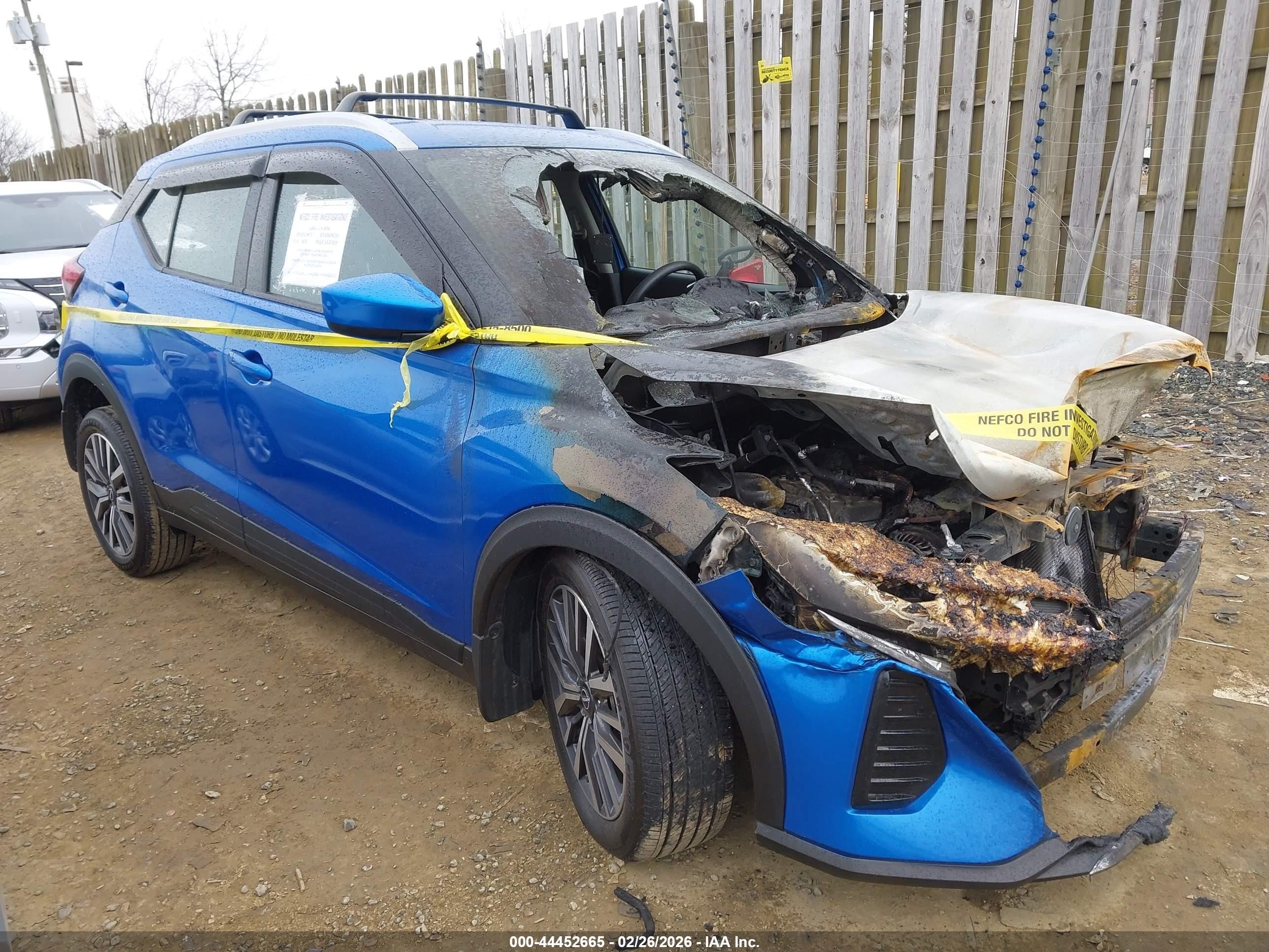 2023 Nissan Kicks SV, VIN 3N1CP5CV7PL505837 — Пожар в моторном отсеке