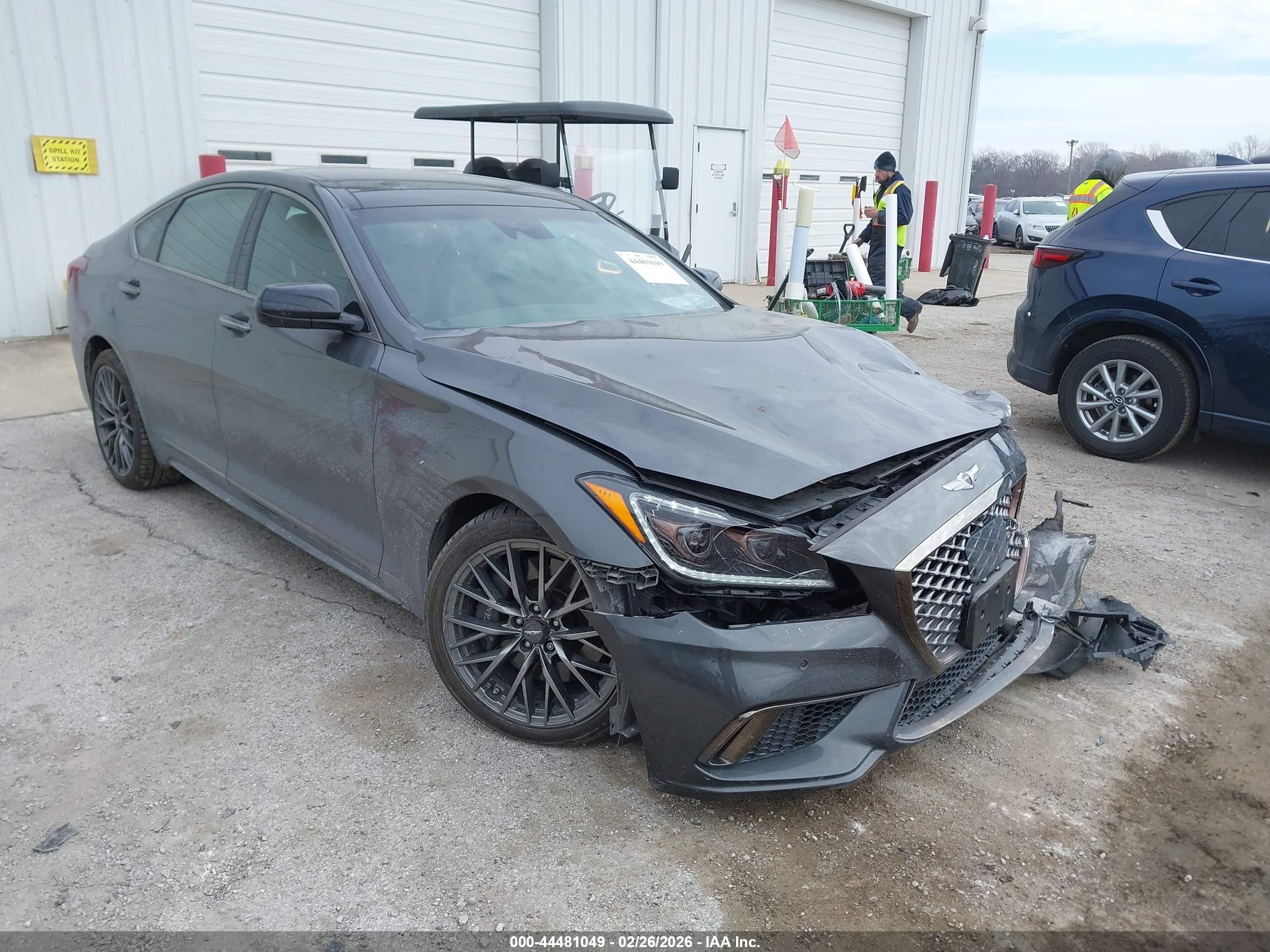 2018 Genesis G80 Sport, VIN KMHGN4JBXJU247975 — Front end