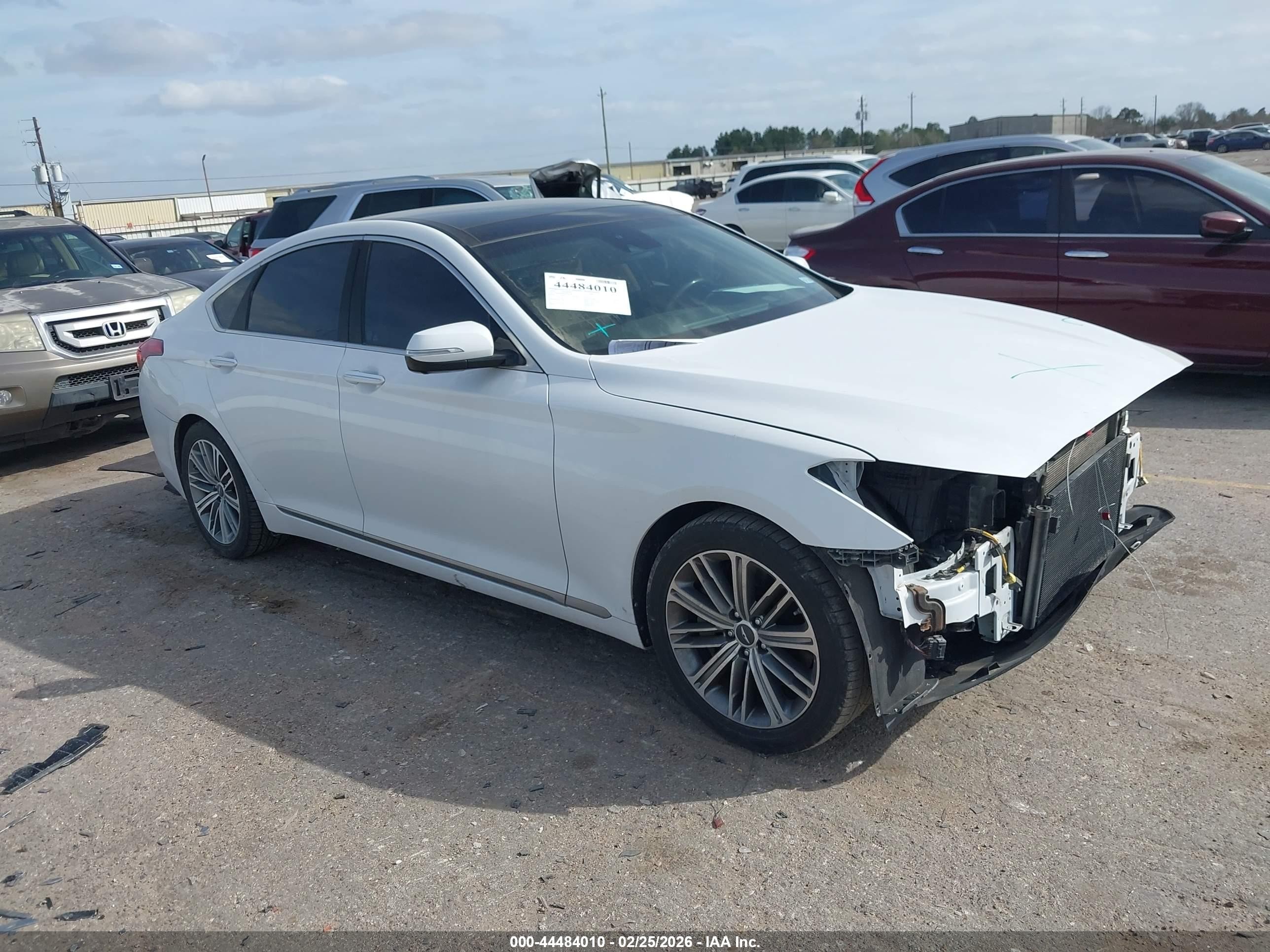 2018 Genesis G80 3.8L, VIN KMHGN4JE6JU227569 — Front end