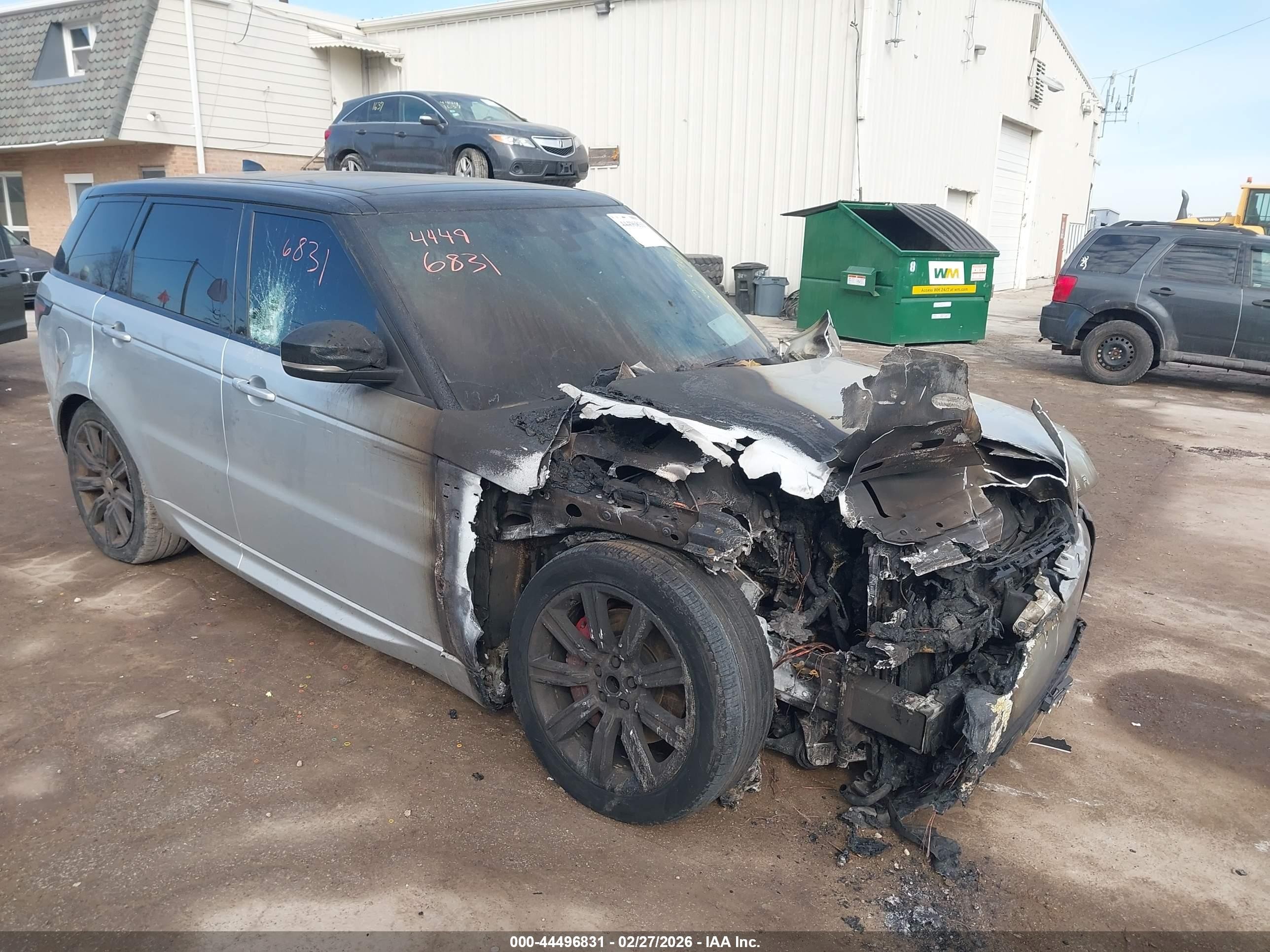 2019 Land Rover Range Rover Sport Dynamic, VIN SALWR2RE4KA854764 — Engine fire