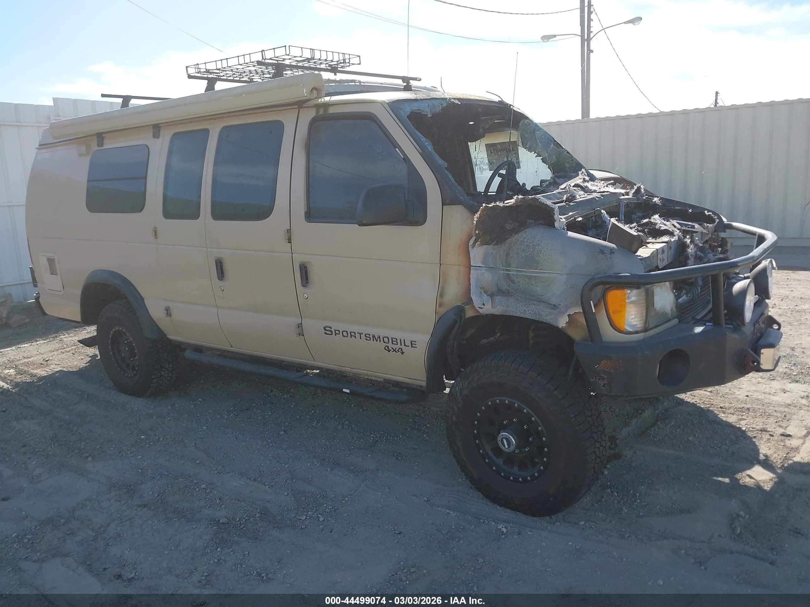 2002 Ford E-350, VIN 1FDSS34F22HA18261 — Engine fire