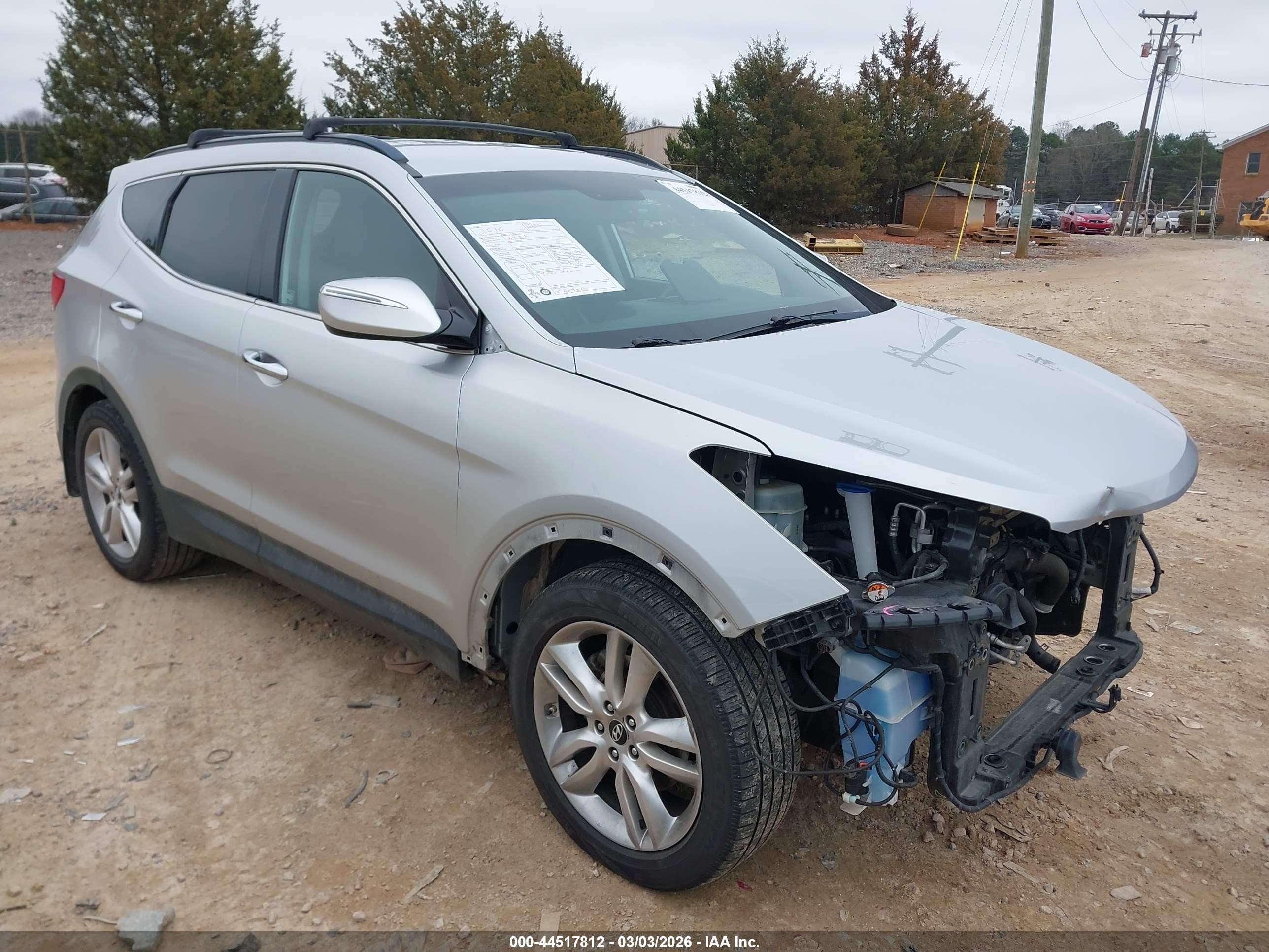2013 Hyundai Santa Fe Sport, VIN 5XYZU3LA4DG114889 — Front end
