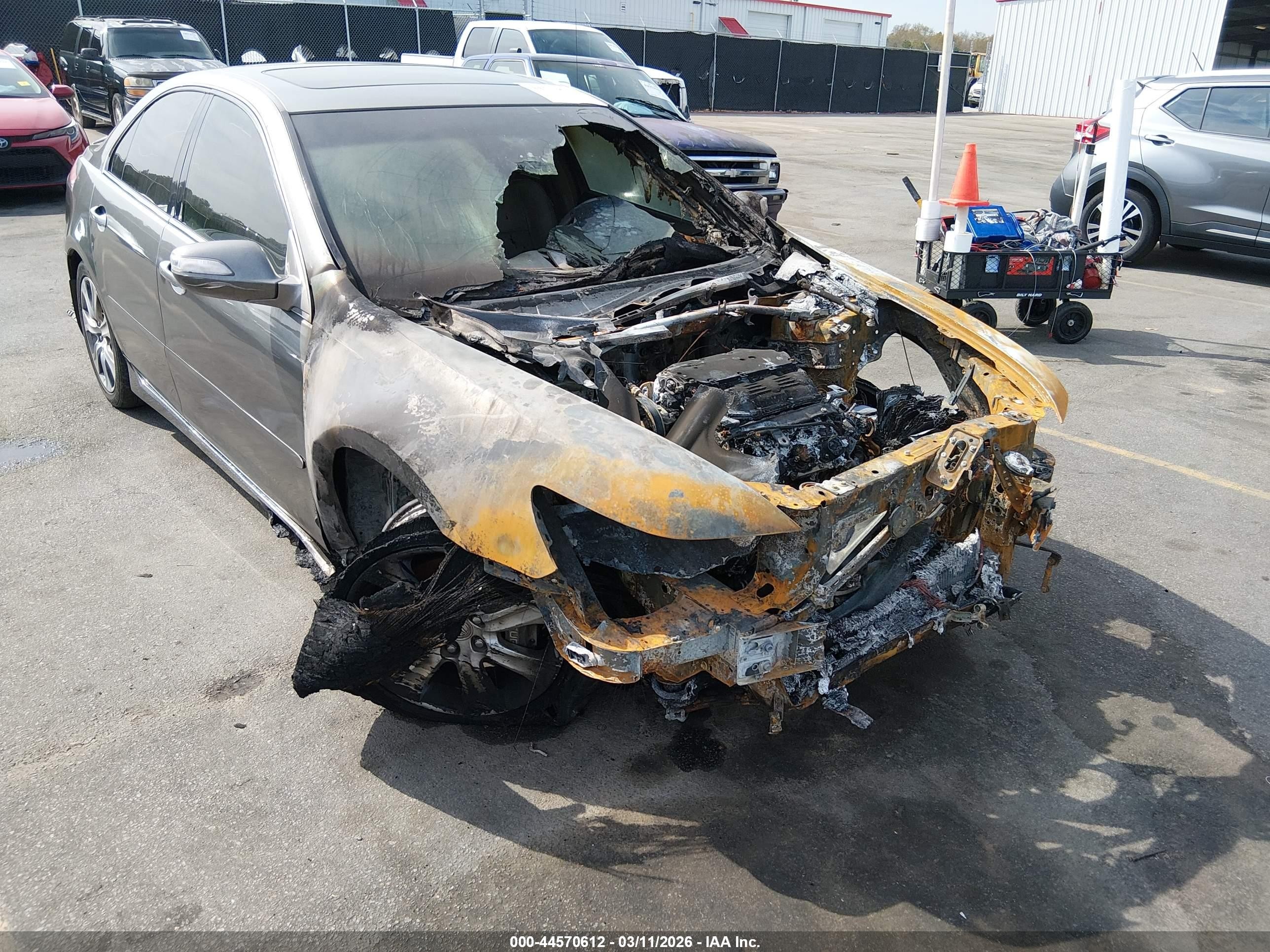 2010 Acura RL Technology, VIN JH4KB2F63AC000373 — Engine fire