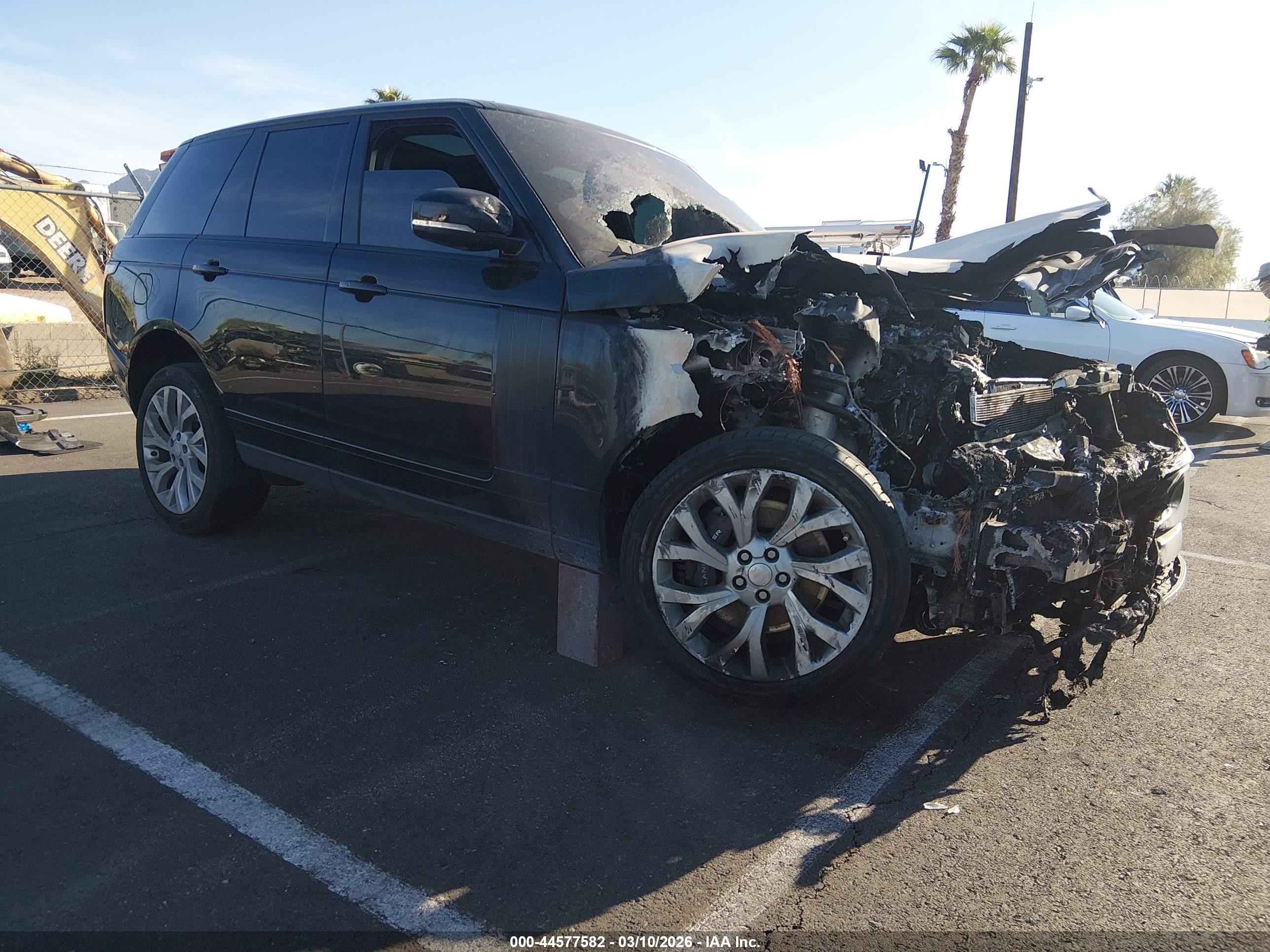 2019 Land Rover Range Rover HSE, VIN SALGS2SV3KA543913 — Engine fire