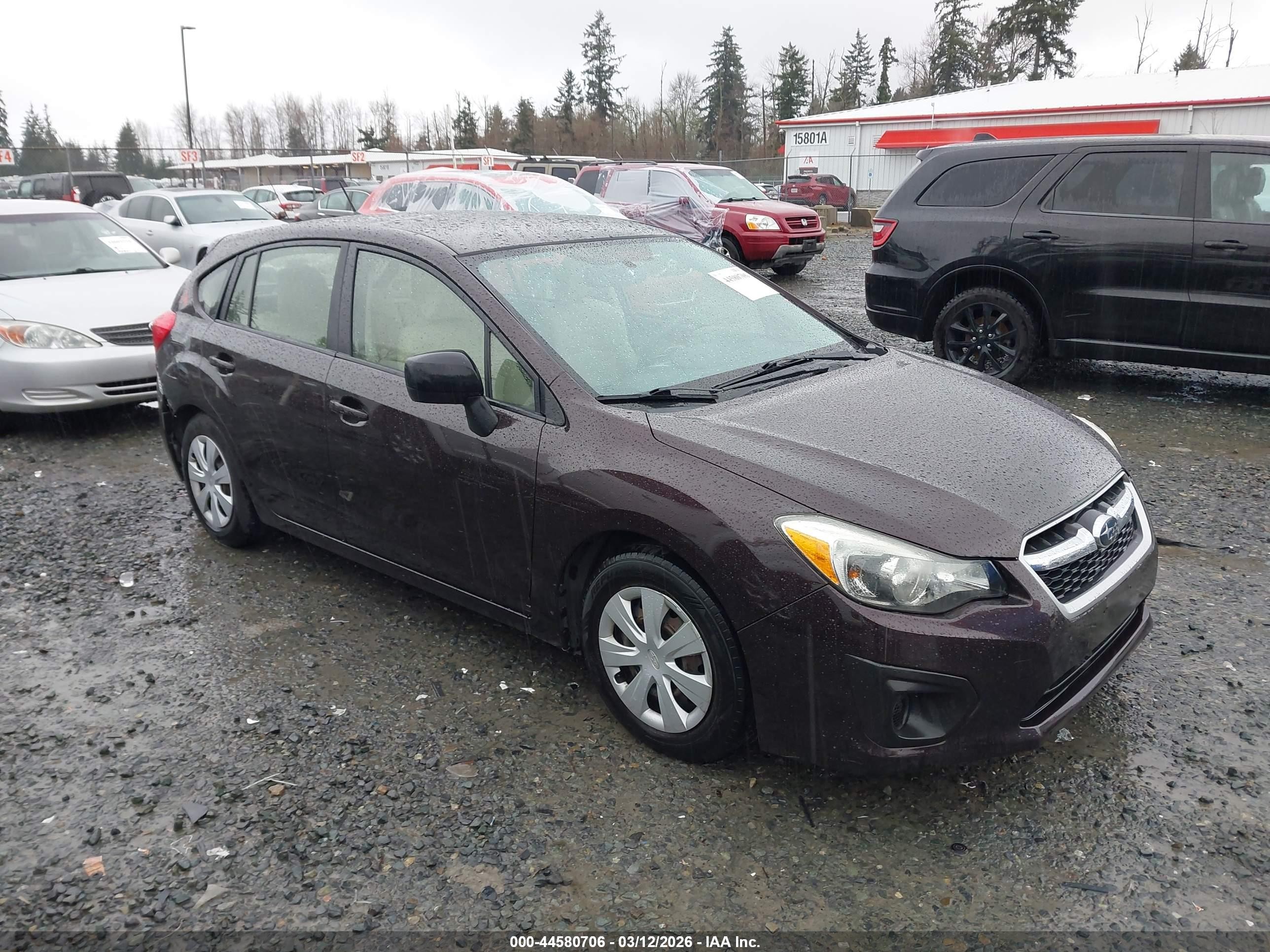 2013 Subaru Impreza 2.0i, VIN JF1GPAA60D2850195 — Rear end