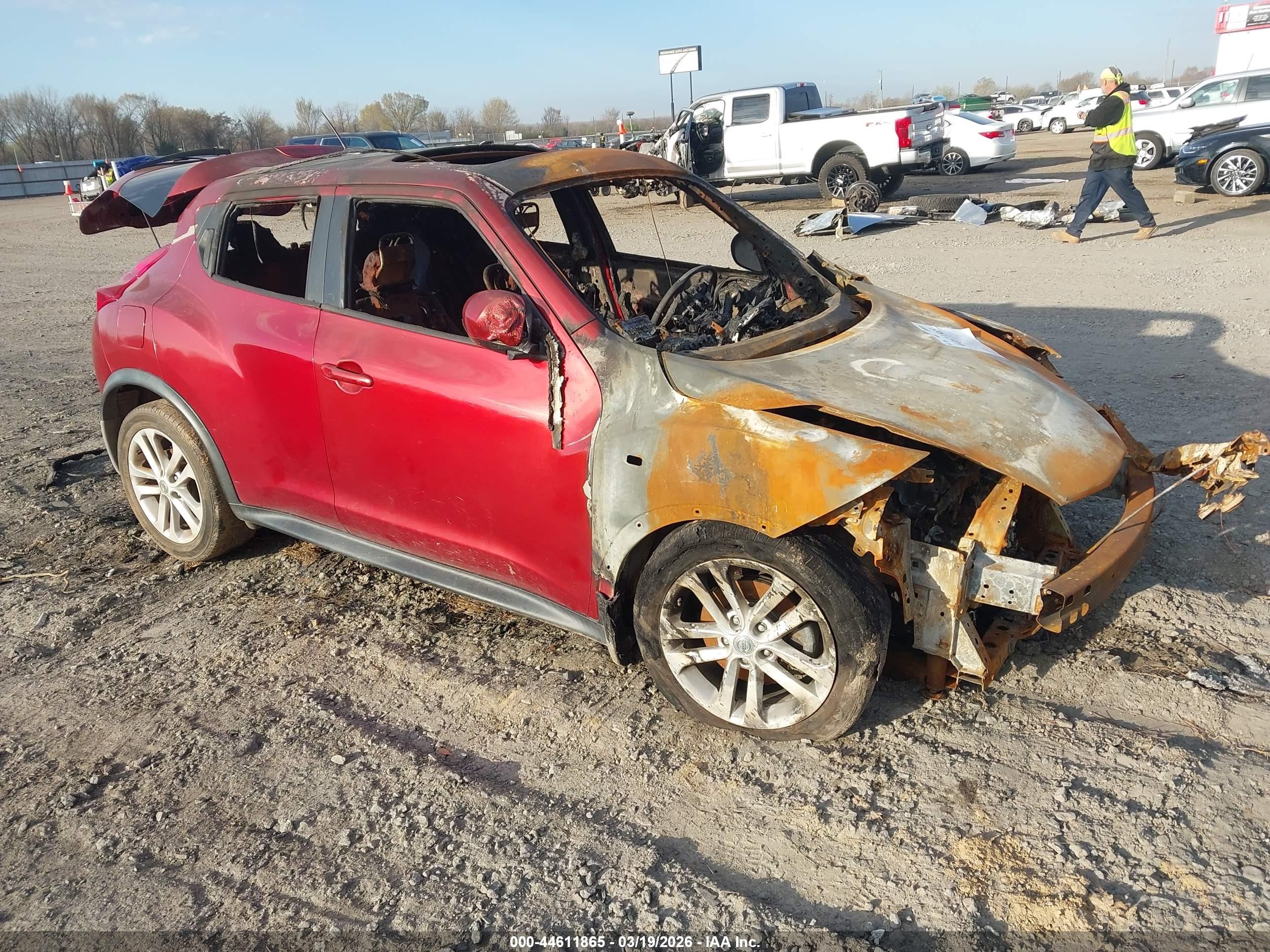 2012 Nissan Juke SL, VIN JN8AF5MV4CT125015 — Engine fire