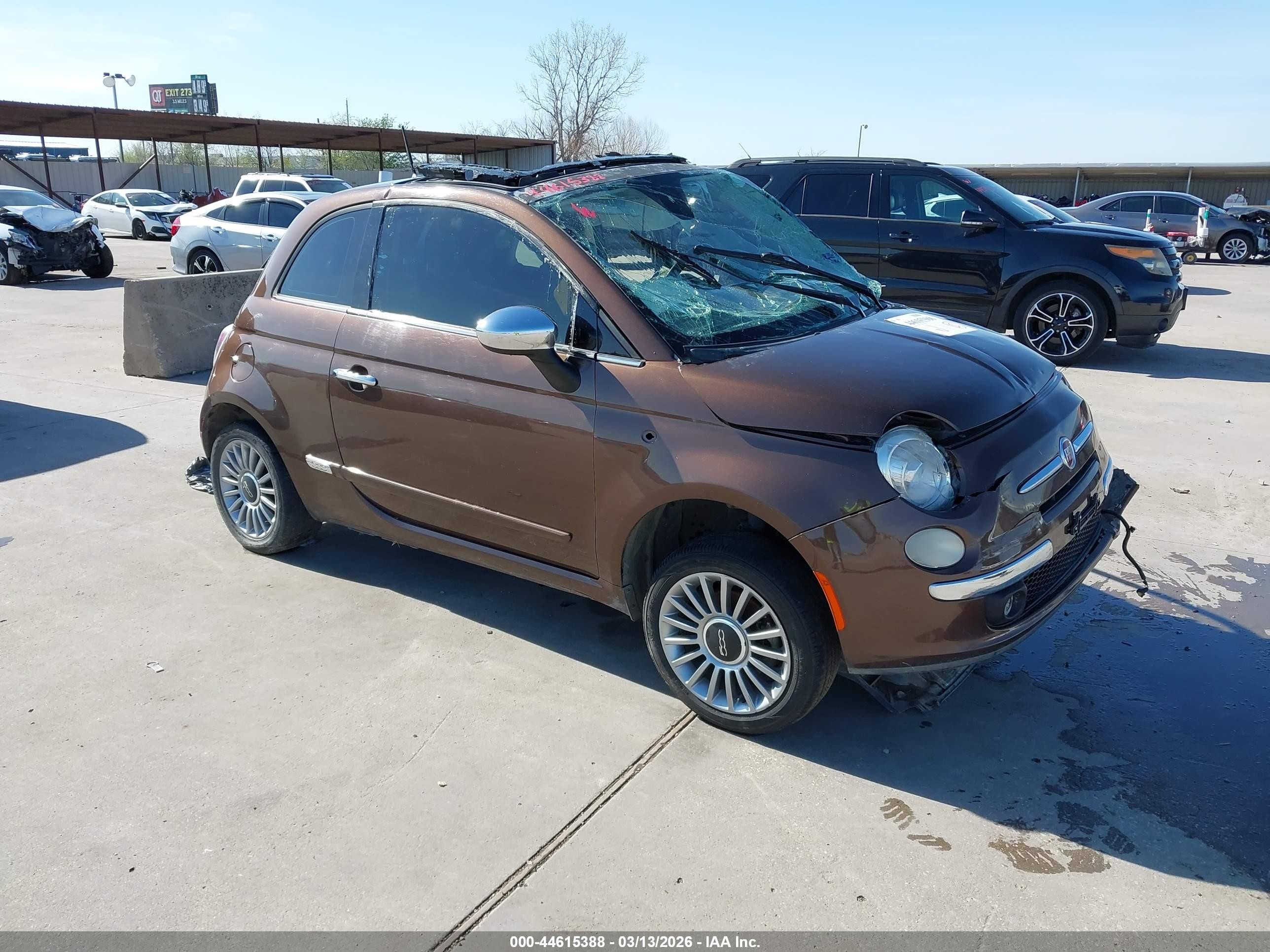2012 FIAT 500 Lounge, VIN 3C3CFFCR3CT200407 — Опрокидывание