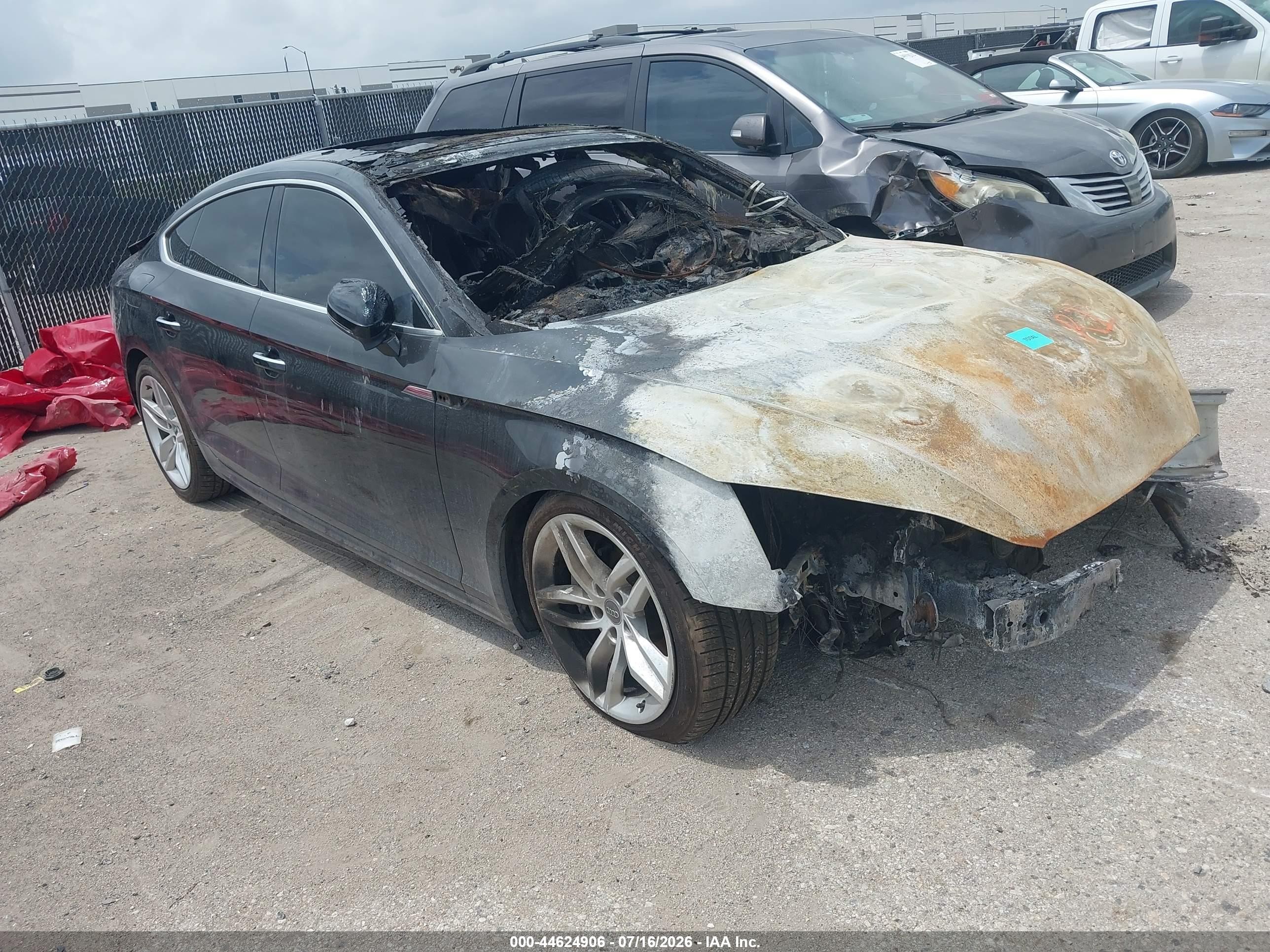 2019 Audi A5 Sportback Premium Plus, VIN WAUBNCF57KA011084 — Engine fire