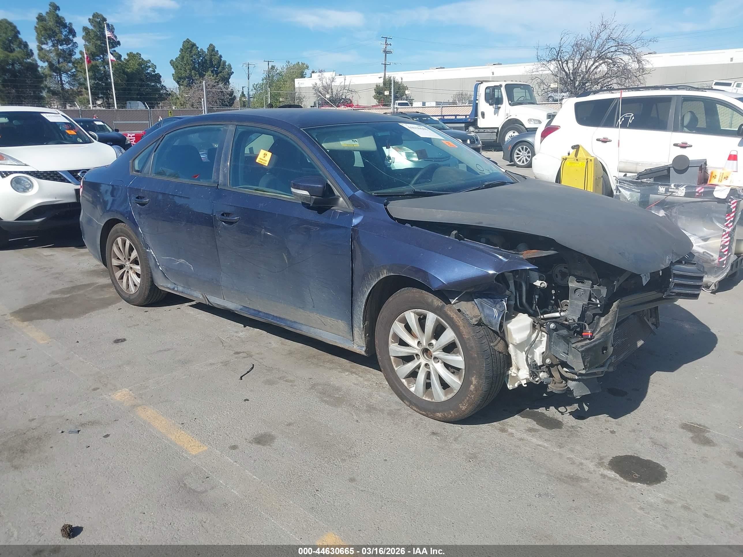 2013 Volkswagen Passat S, VIN 1VWAP7A32DC024111 — Biohazard / chemical