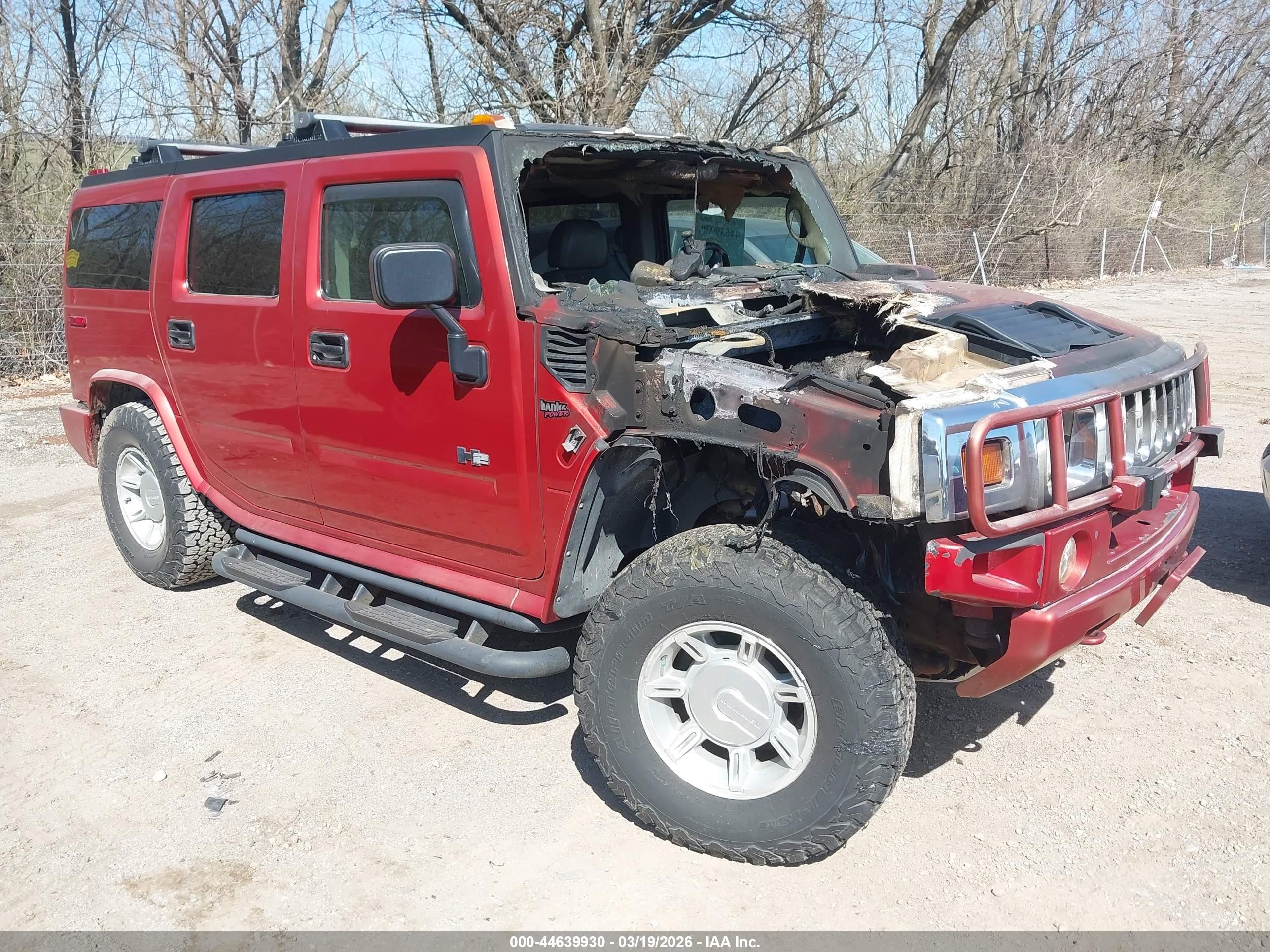 2003 Hummer H2, VIN 5GRGN23U73H112759 — Engine fire