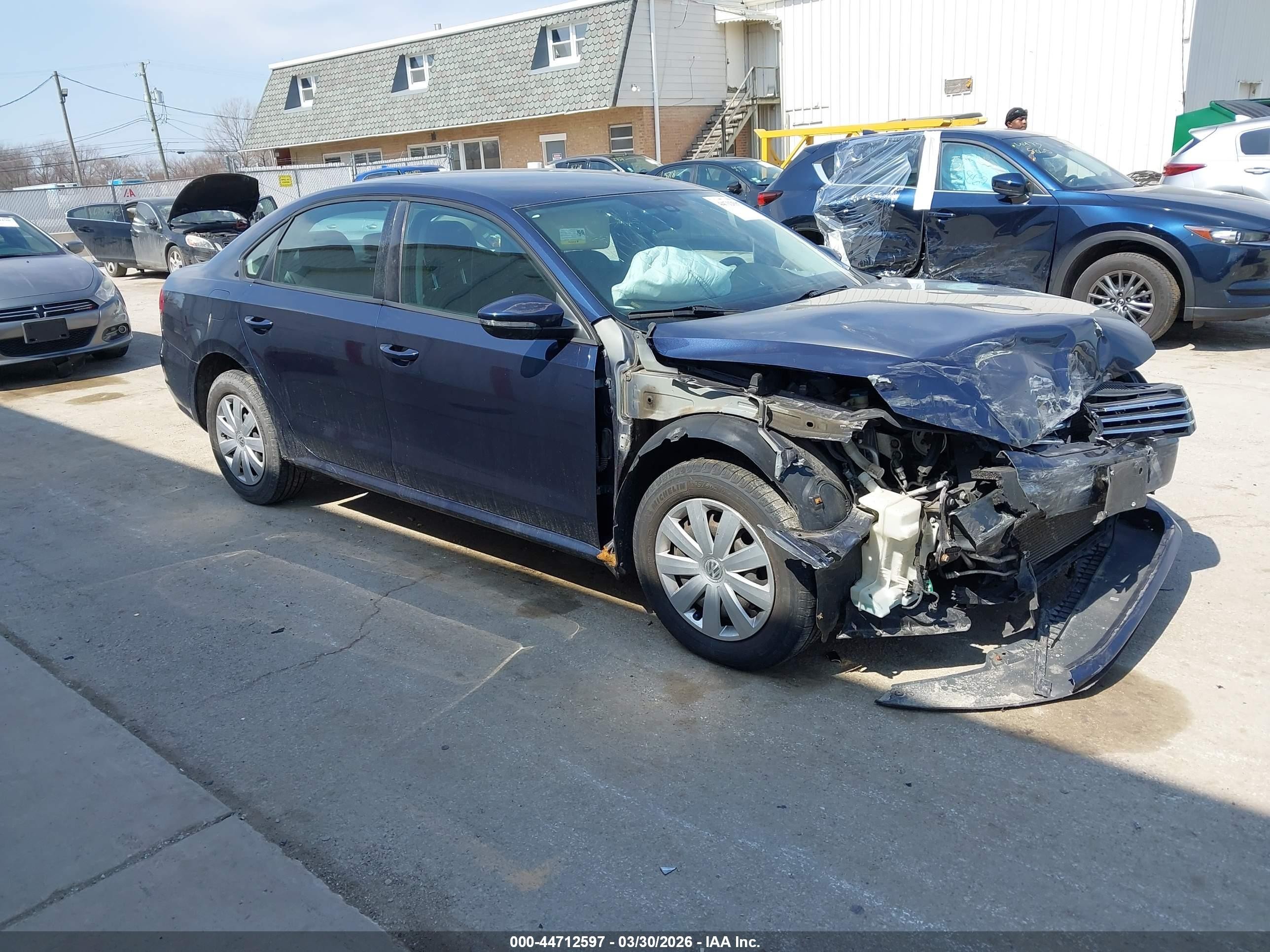 2012 Volkswagen Passat S, VIN 1VWAP7A30CC044176 — Frame damage