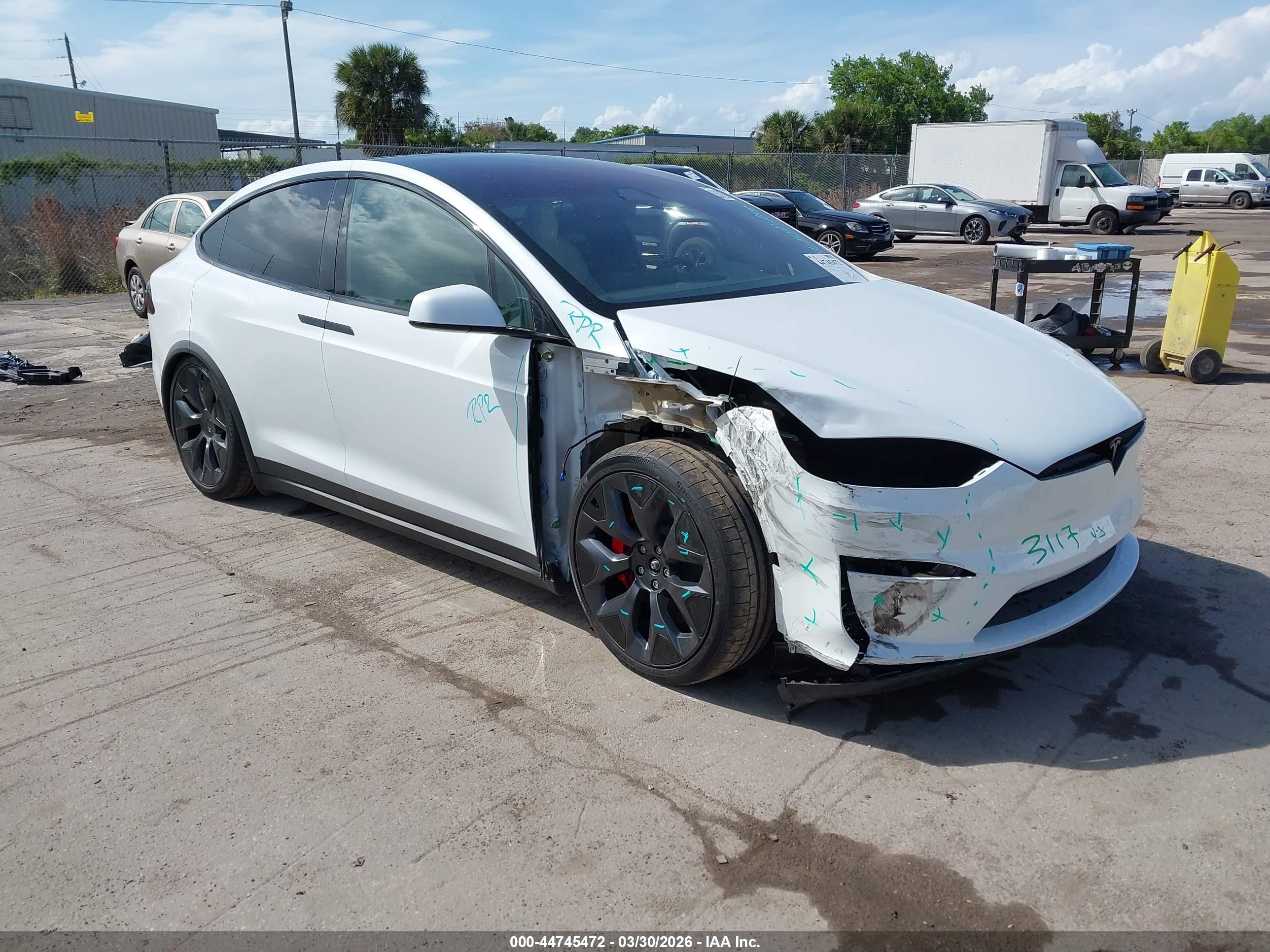 2026 Tesla Model X Plaid, VIN 7SAXCBE6XTF483648 — Front end