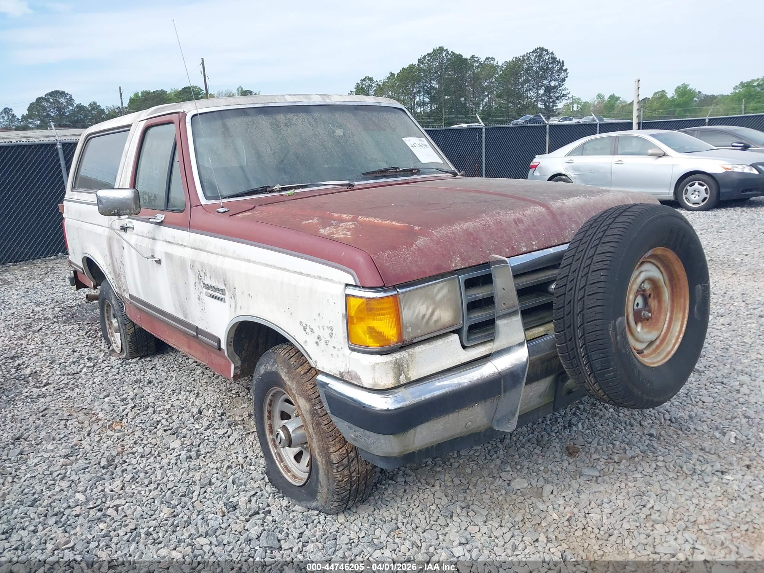 1990 Ford Bronco Custom, VIN 1FMEU15H2LLA92256 — Front end