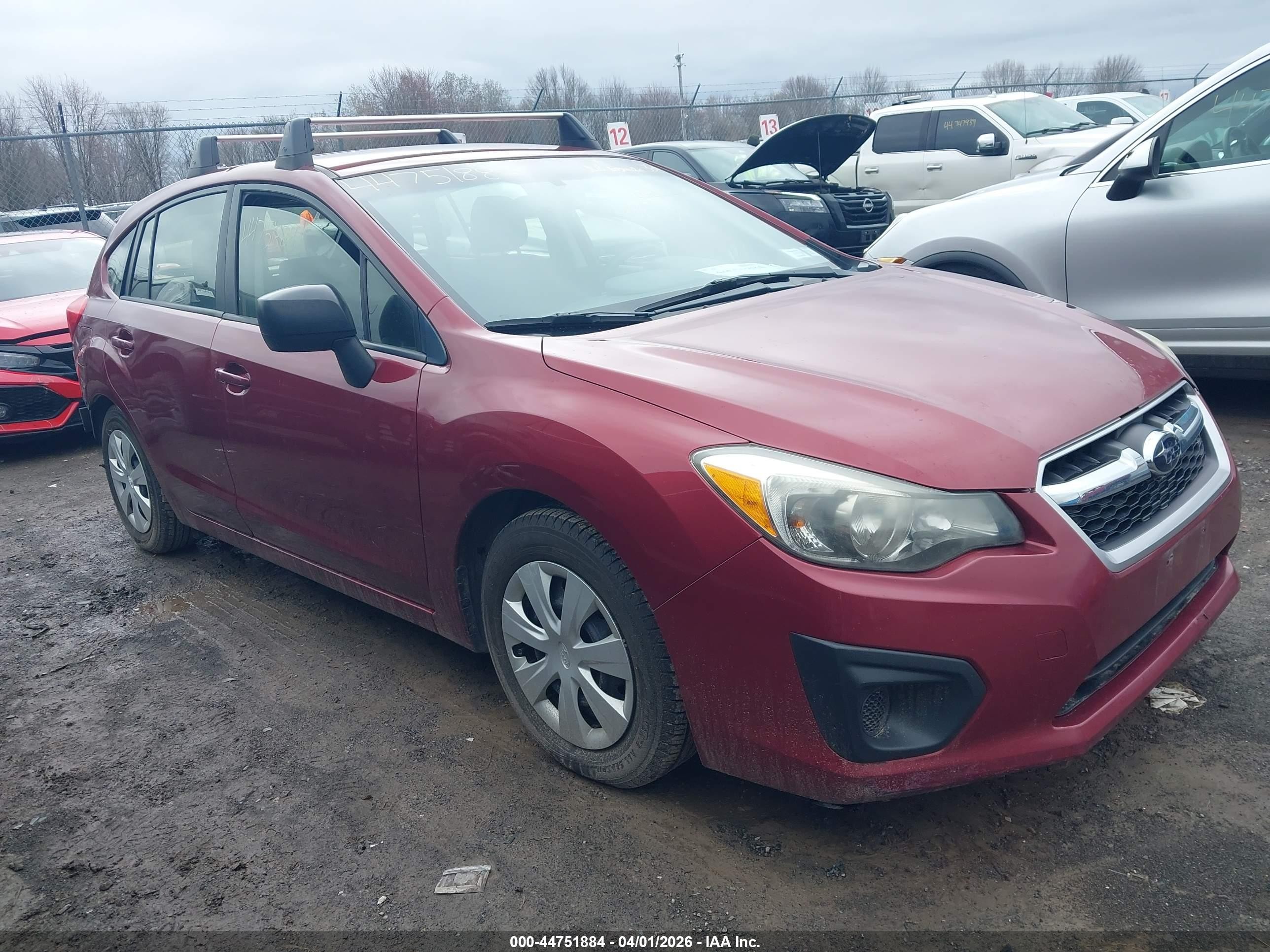 2014 Subaru Impreza 2.0i, VIN JF1GPAA64E8305759 — Rear end