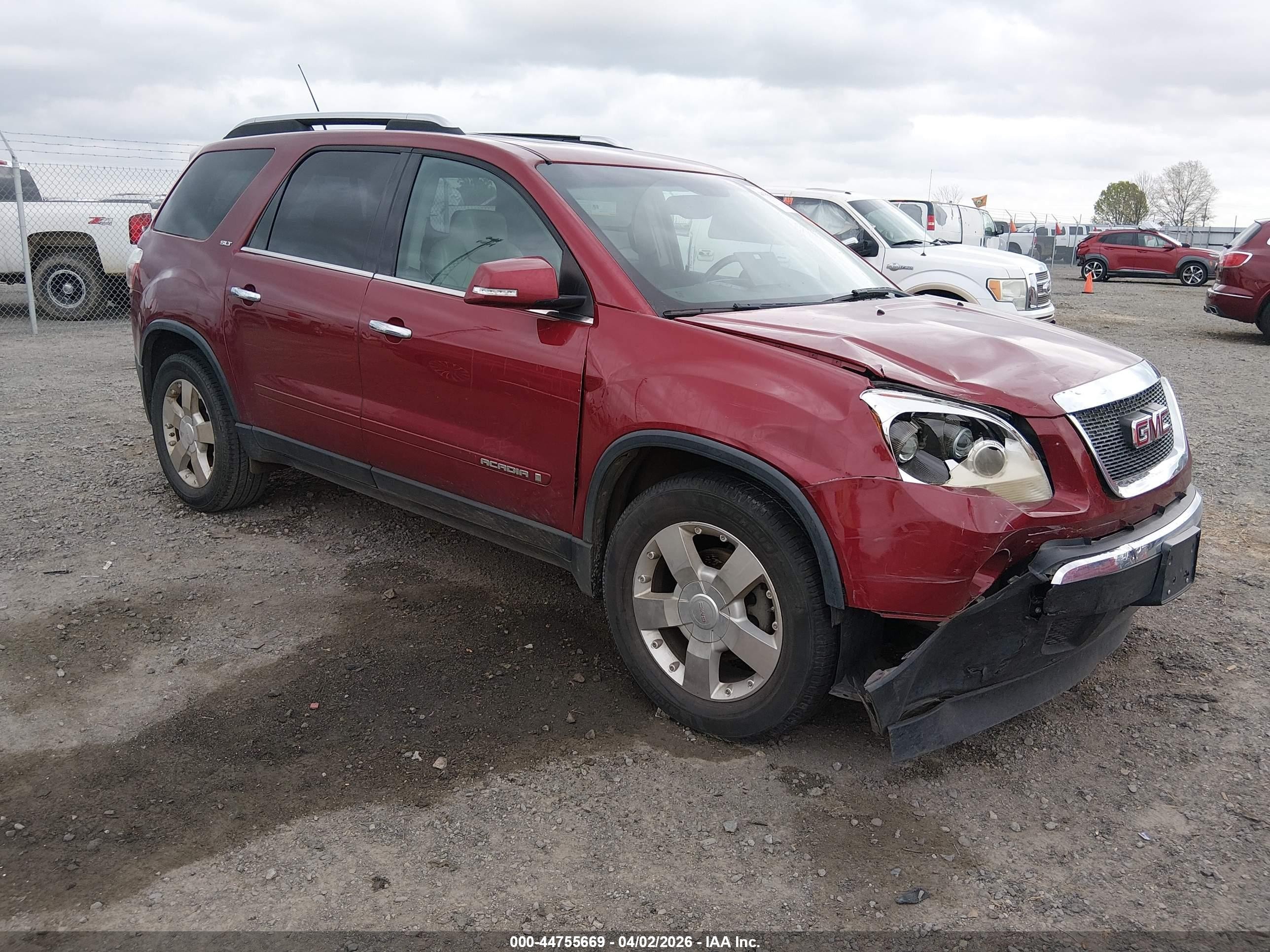 2008 GMC Acadia SLT1, VIN 1GKER23768J225582 — Front end