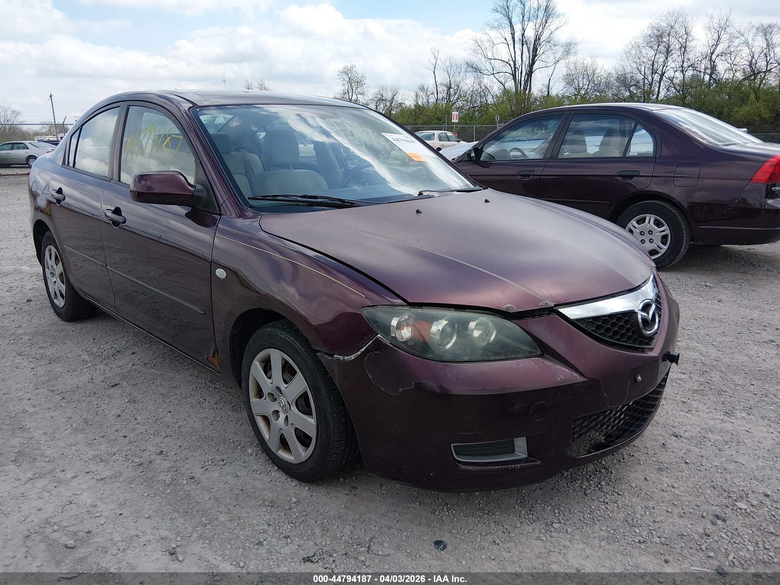 2007 Mazda 3 i Touring, VIN JM1BK12G871672444 — Rear end