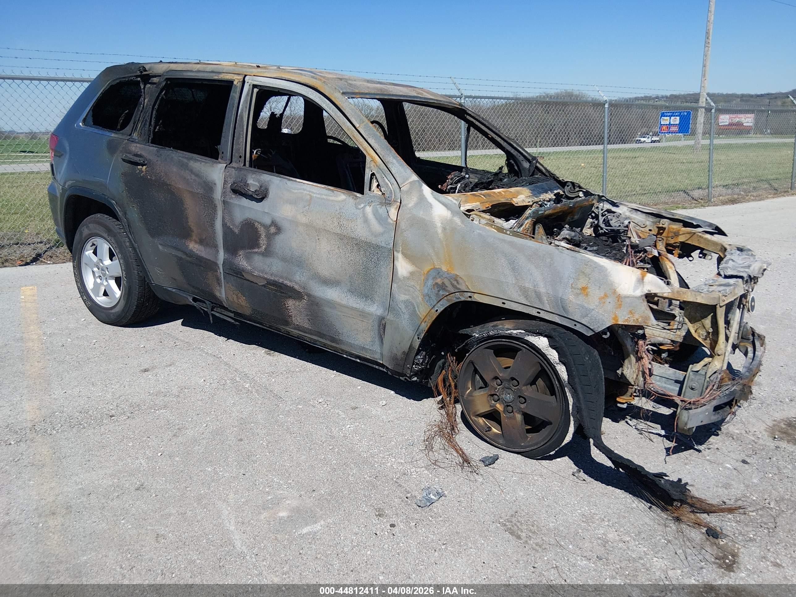 2012 Jeep Grand Cherokee Laredo, VIN 1C4RJFAG1CC274653 — Interior fire