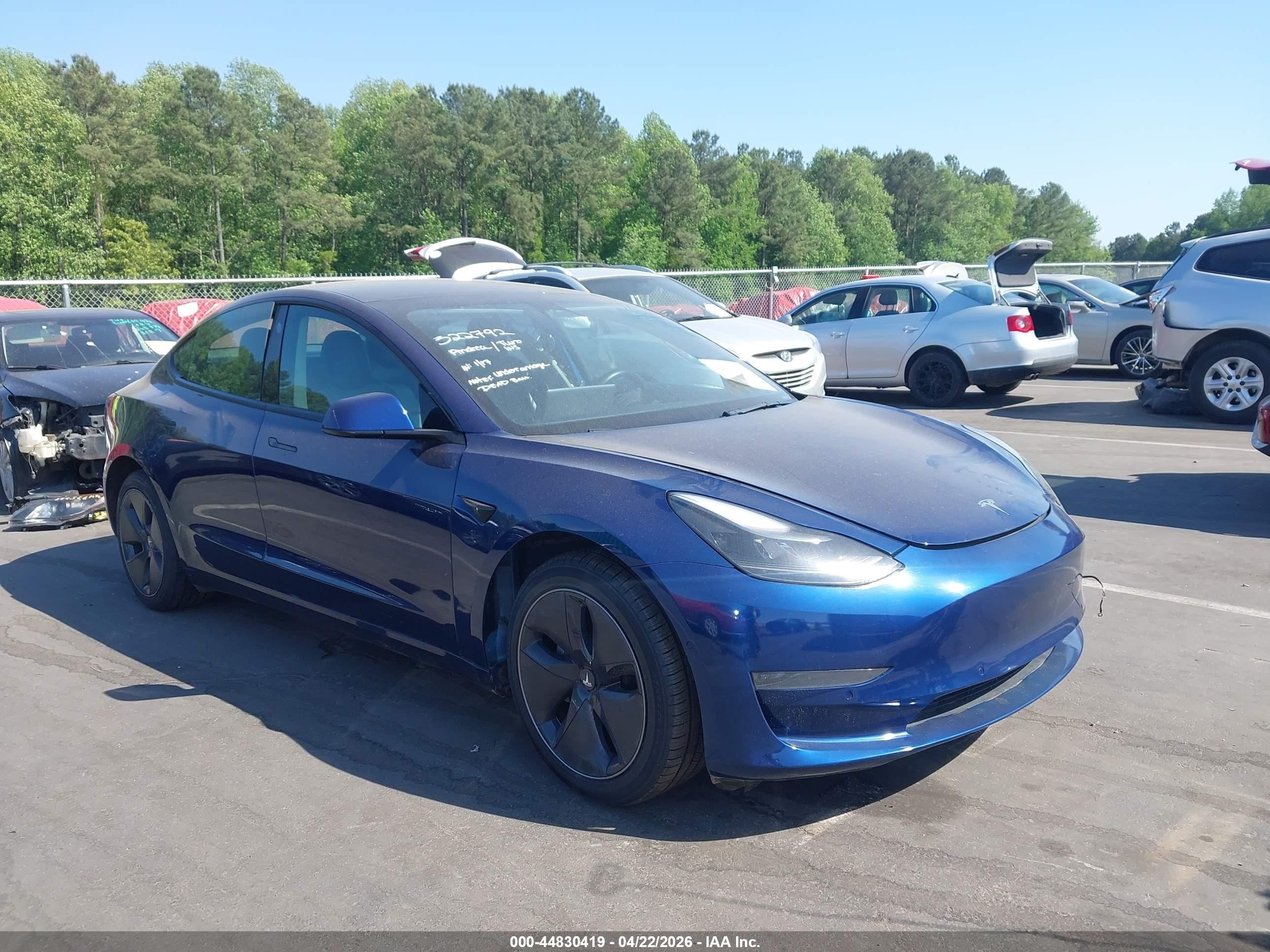 2022 Tesla Model 3, VIN 5YJ3E1EA3NF322792 — Not stated