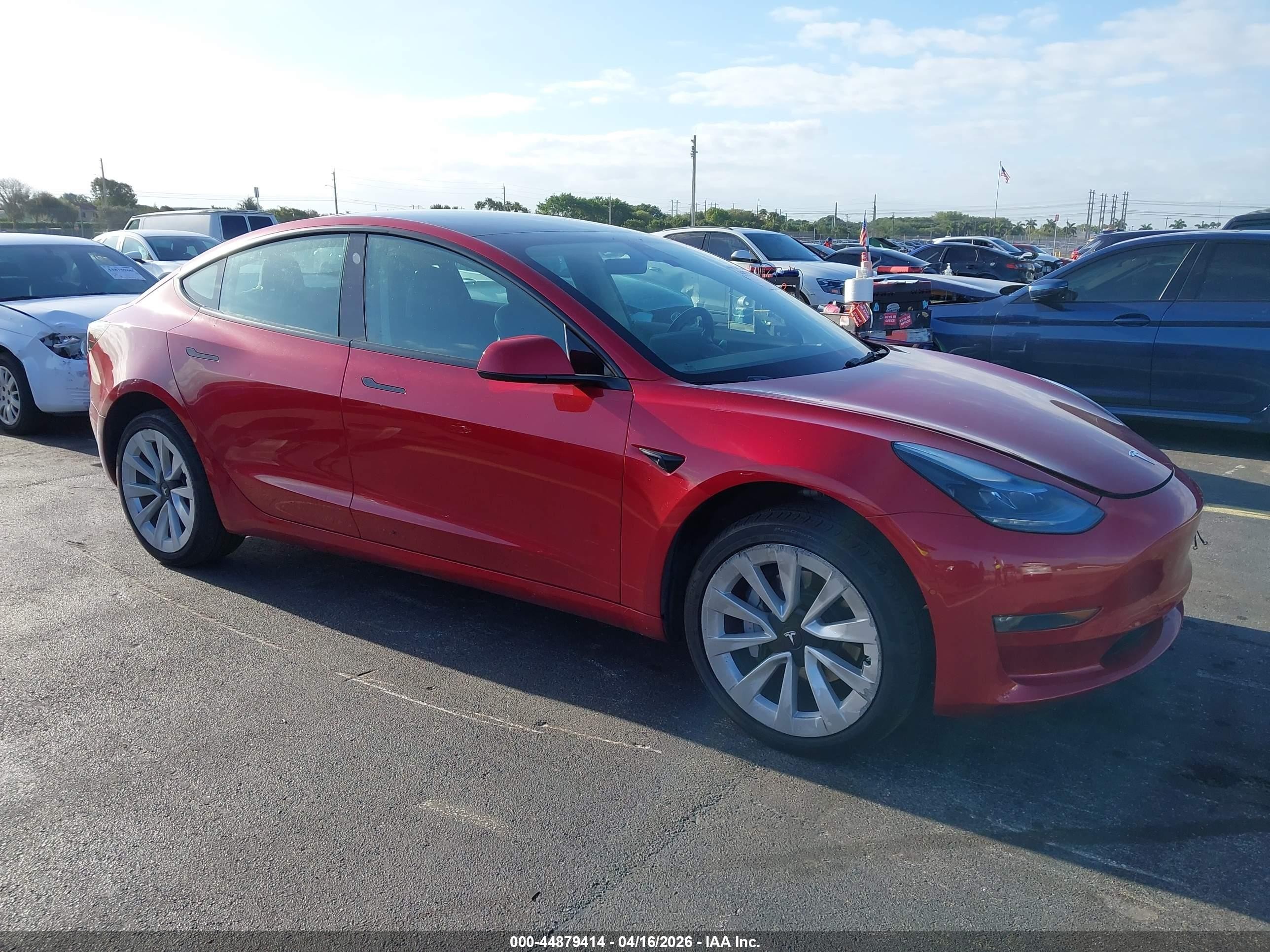 2022 Tesla Model 3 Long Range, VIN 5YJ3E1EBXNF273308 — Water / flood