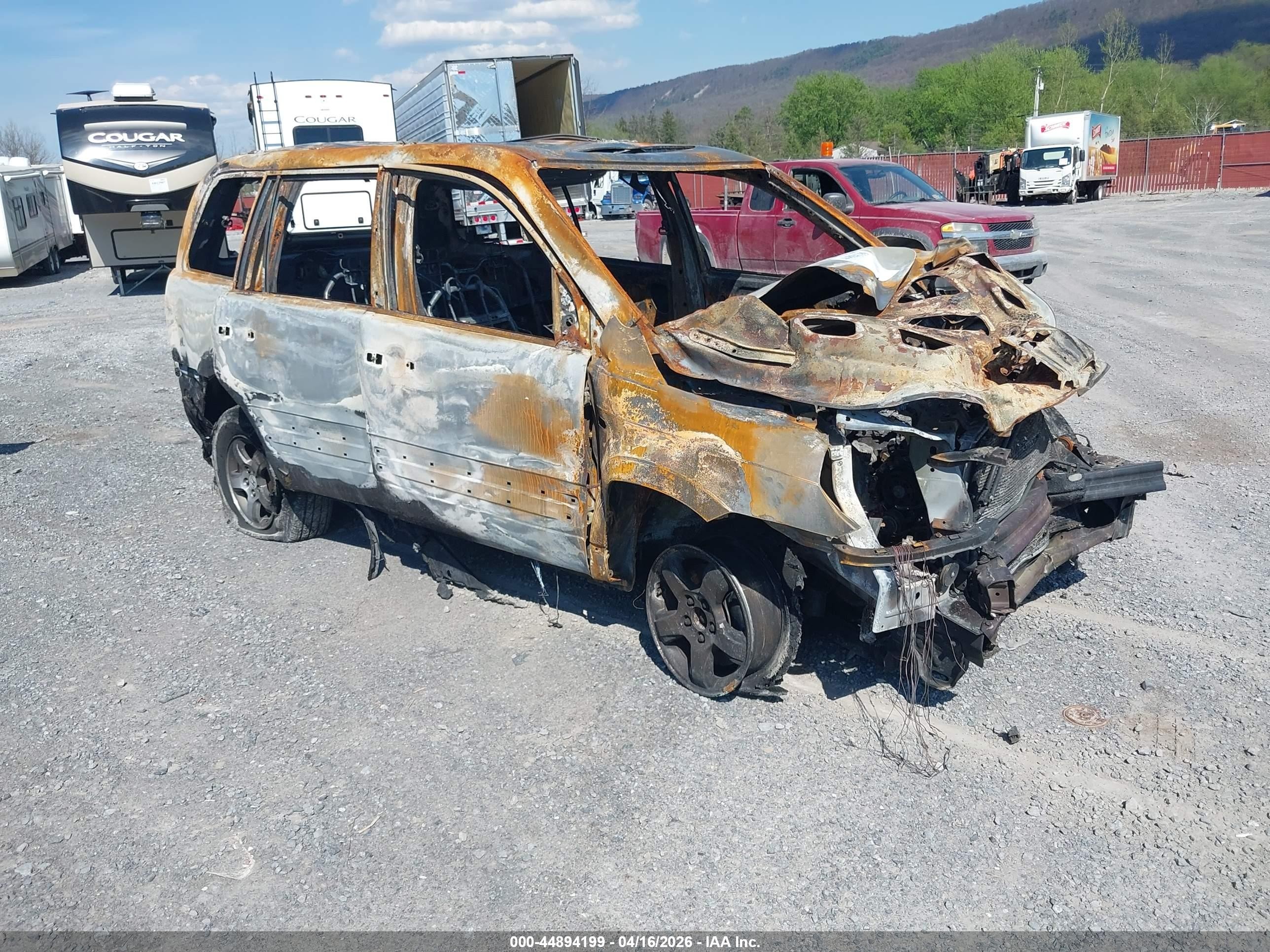 2007 Honda Pilot EX-L, VIN 5FNYF18507B028898 — Burn