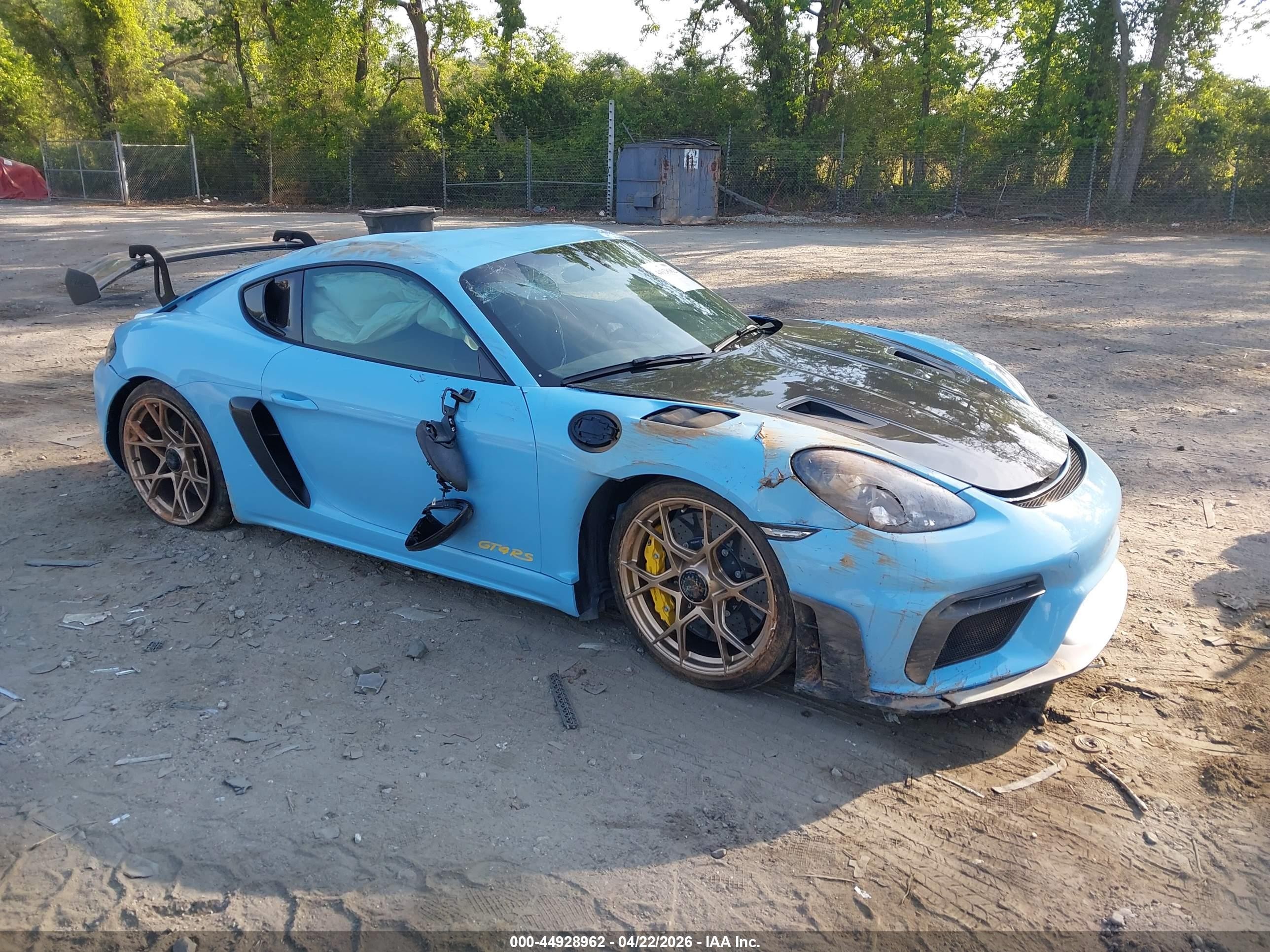 2023 Porsche 718 Cayman GT4 RS, VIN WP0AE2A85PS280695 — Rollover