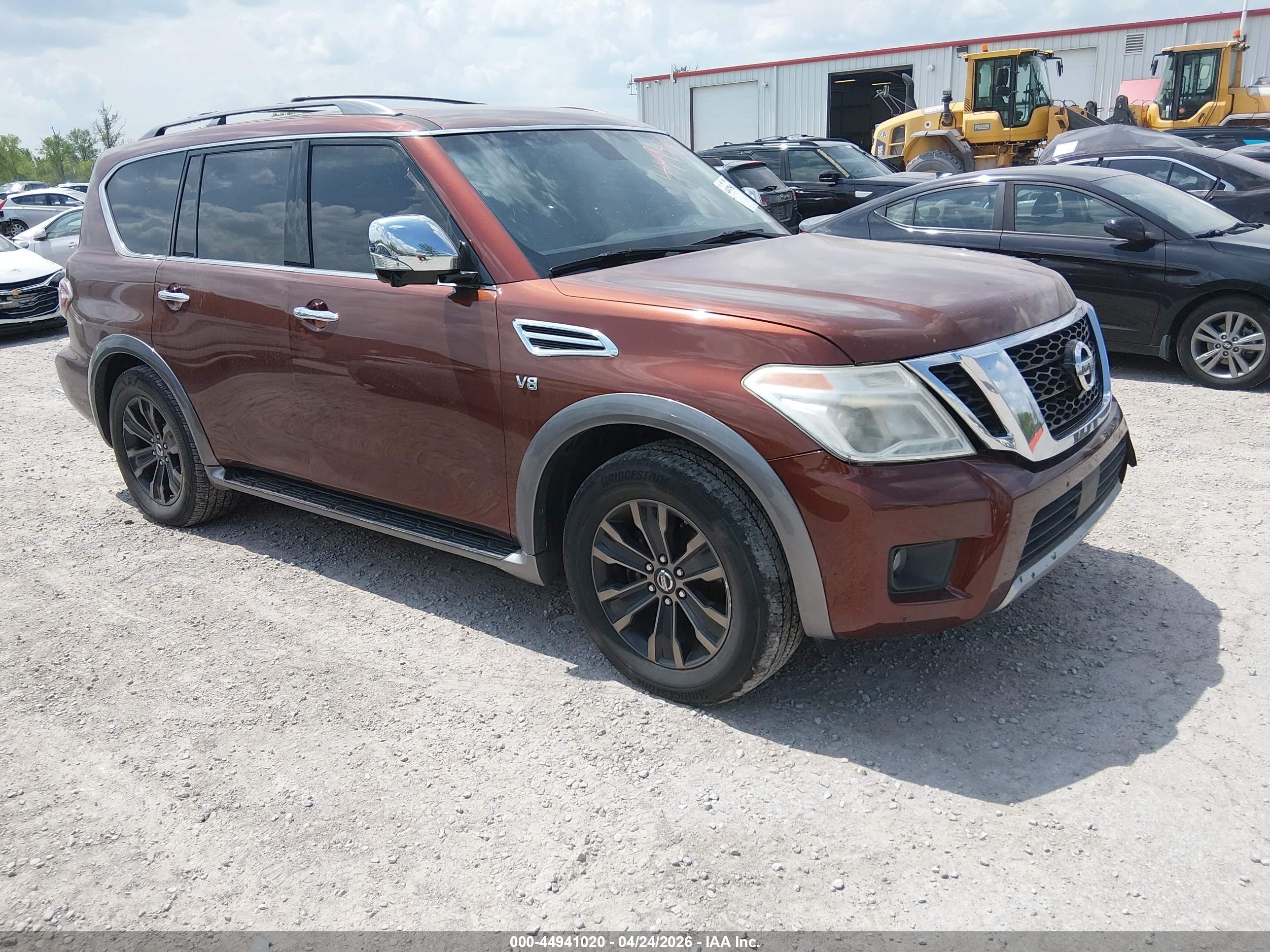 2017 Nissan Armada Platinum, VIN JN8AY2NE7H9705712 — Front end
