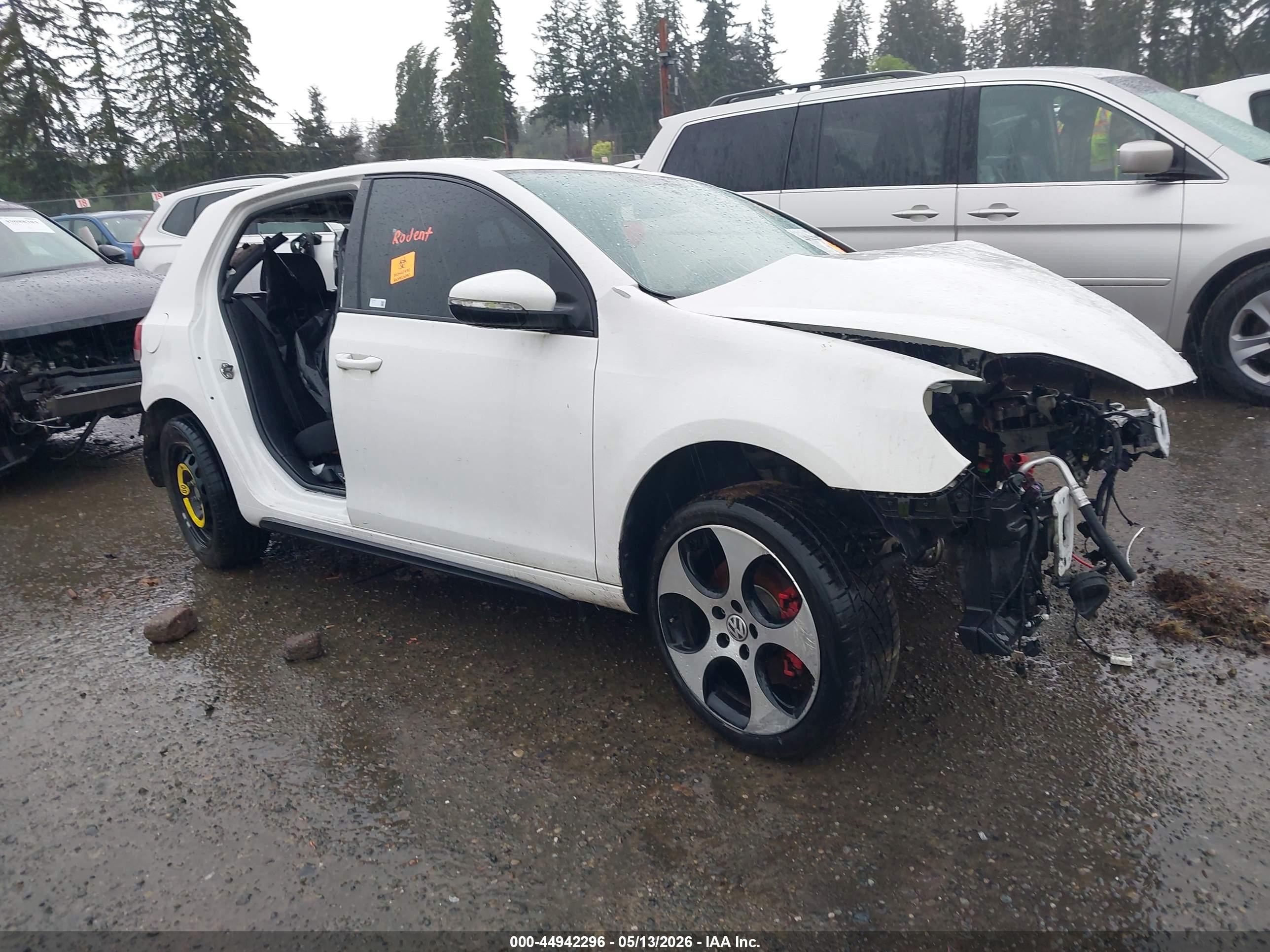 2012 Volkswagen Golf GTI, VIN WVWHV7AJ6CW267603 — Biohazard / chemical