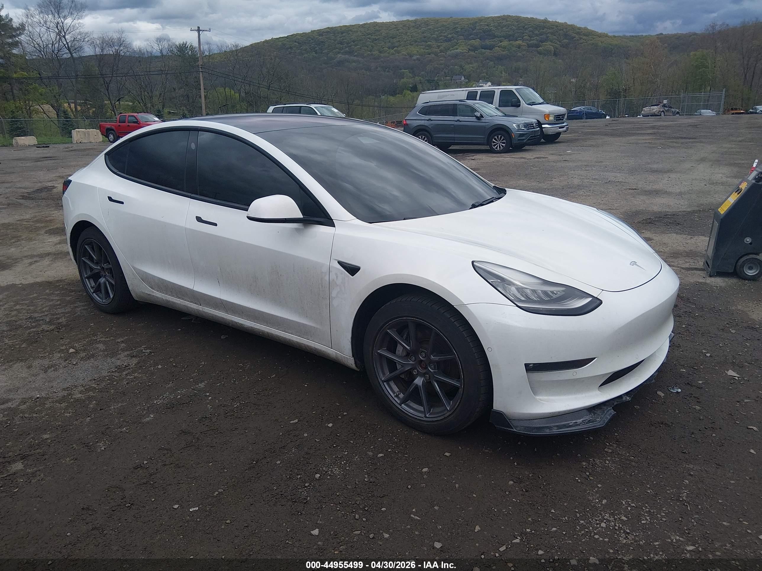 2021 Tesla Model 3 Long Range, VIN 5YJ3E1EB0MF855996 — Rear end