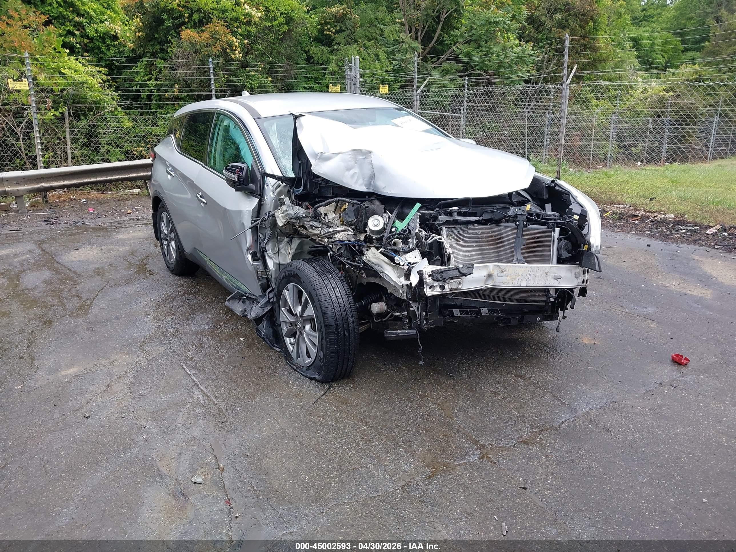 2018 Nissan Murano S, VIN 5N1AZ2MG4JN188616 — Front end
