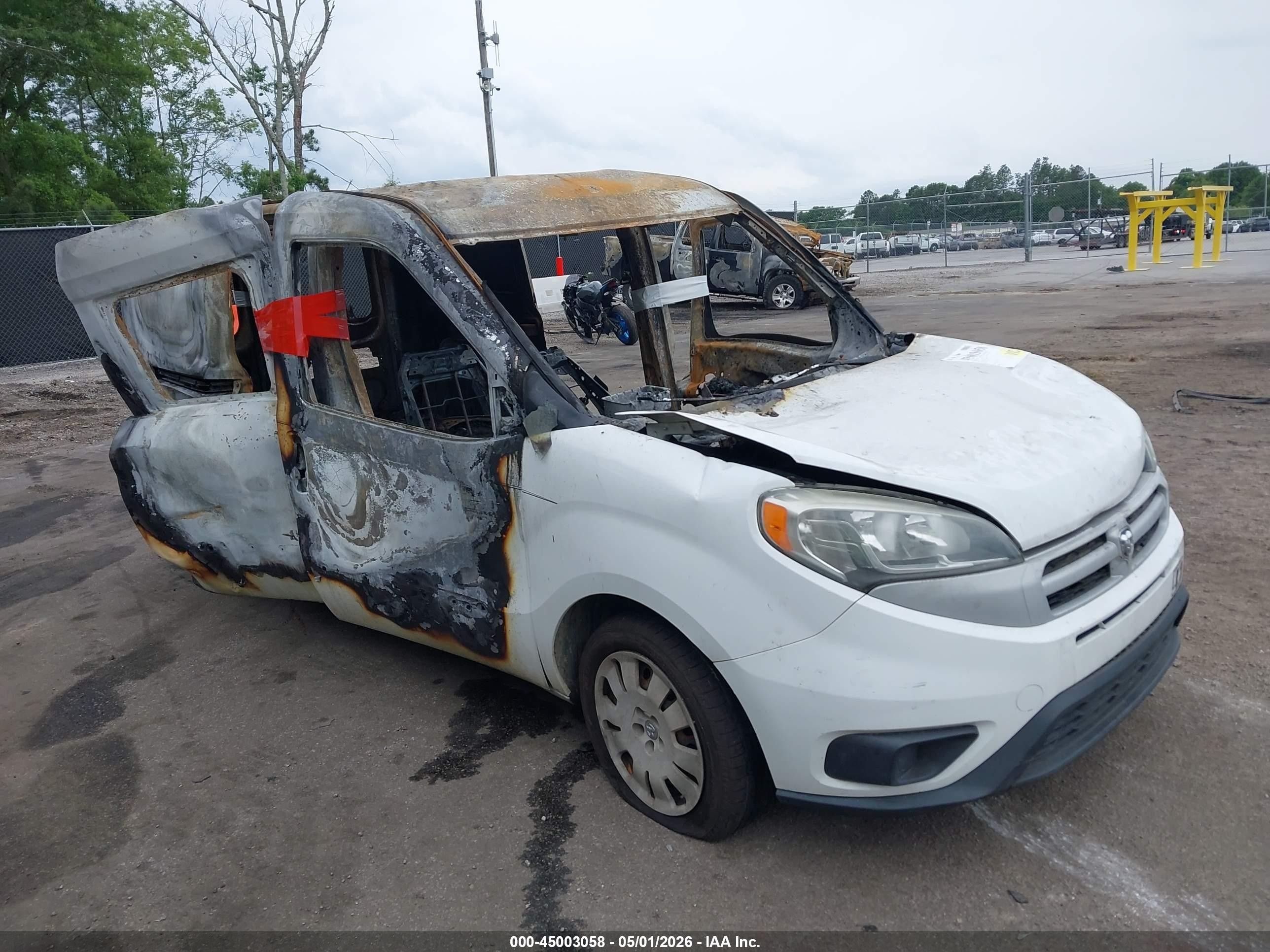 2015 Ram ProMaster City Cargo Tradesman SLT, VIN ZFBERFBT9F6A44855 — Interior fire