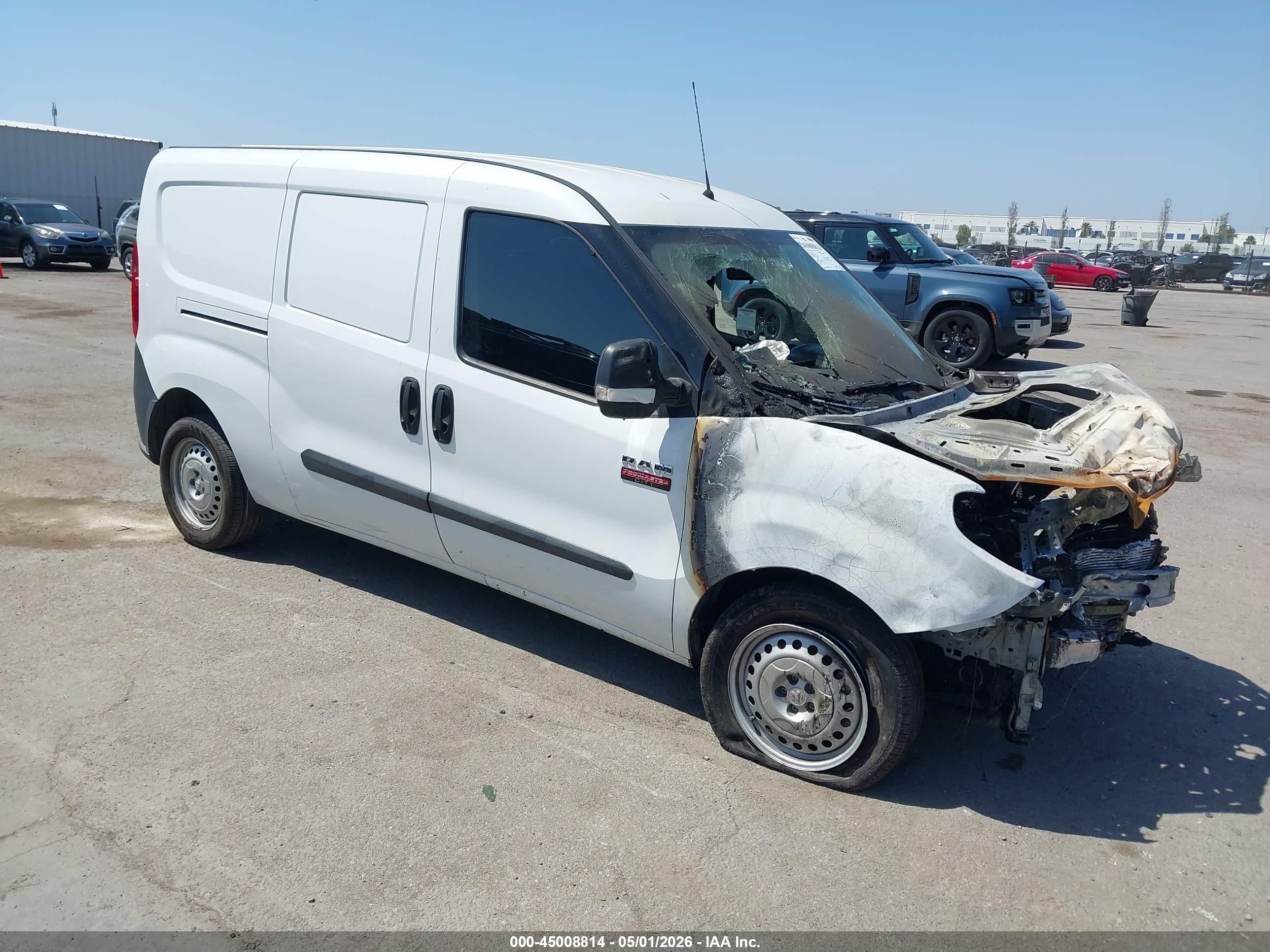 2021 Ram ProMaster City Cargo Tradesman, VIN ZFBHRFAB9M6V29366 — Engine fire