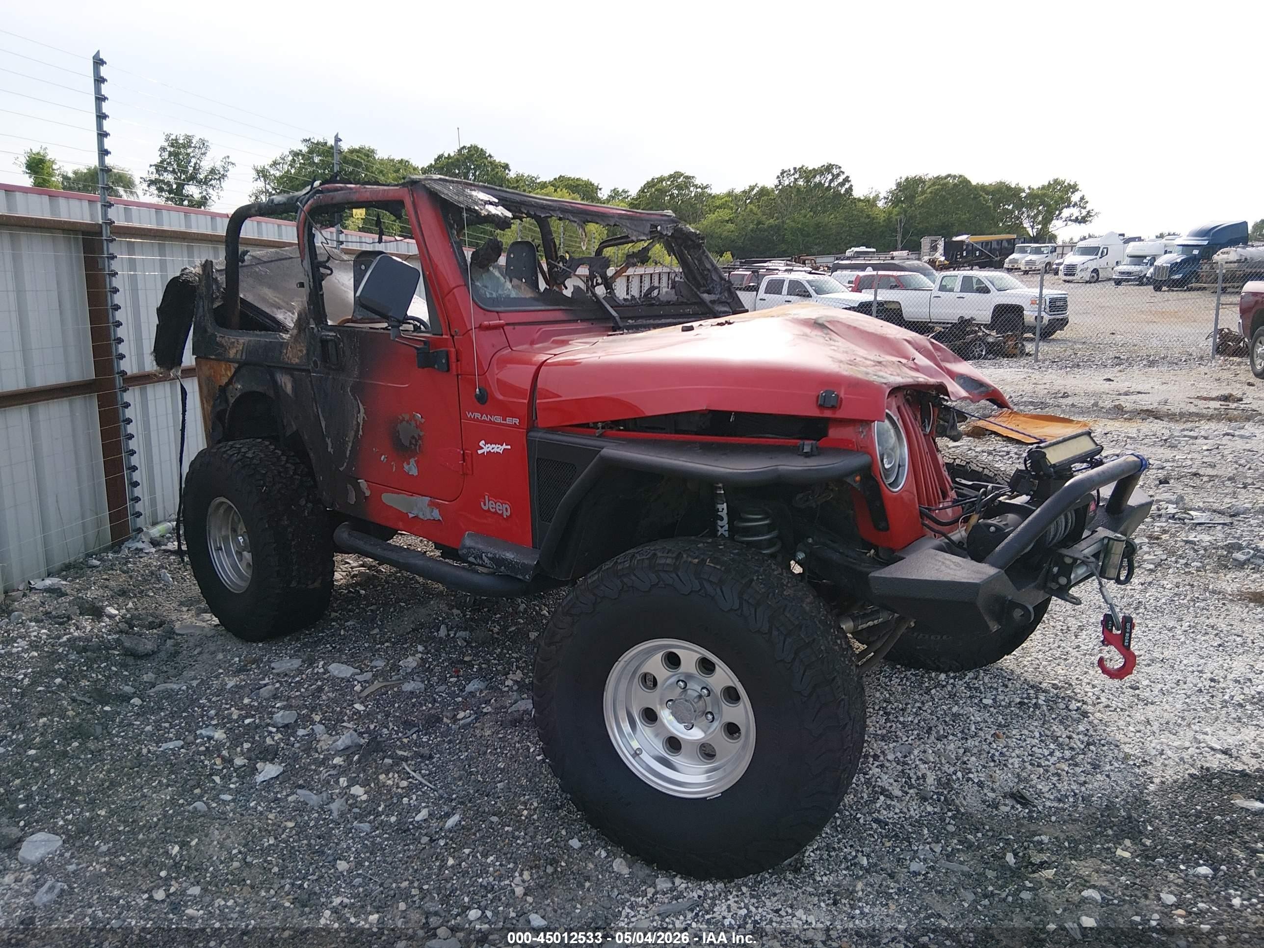 2002 Jeep Wrangler Sport, VIN 1J4FA49S22P725073 — Burn