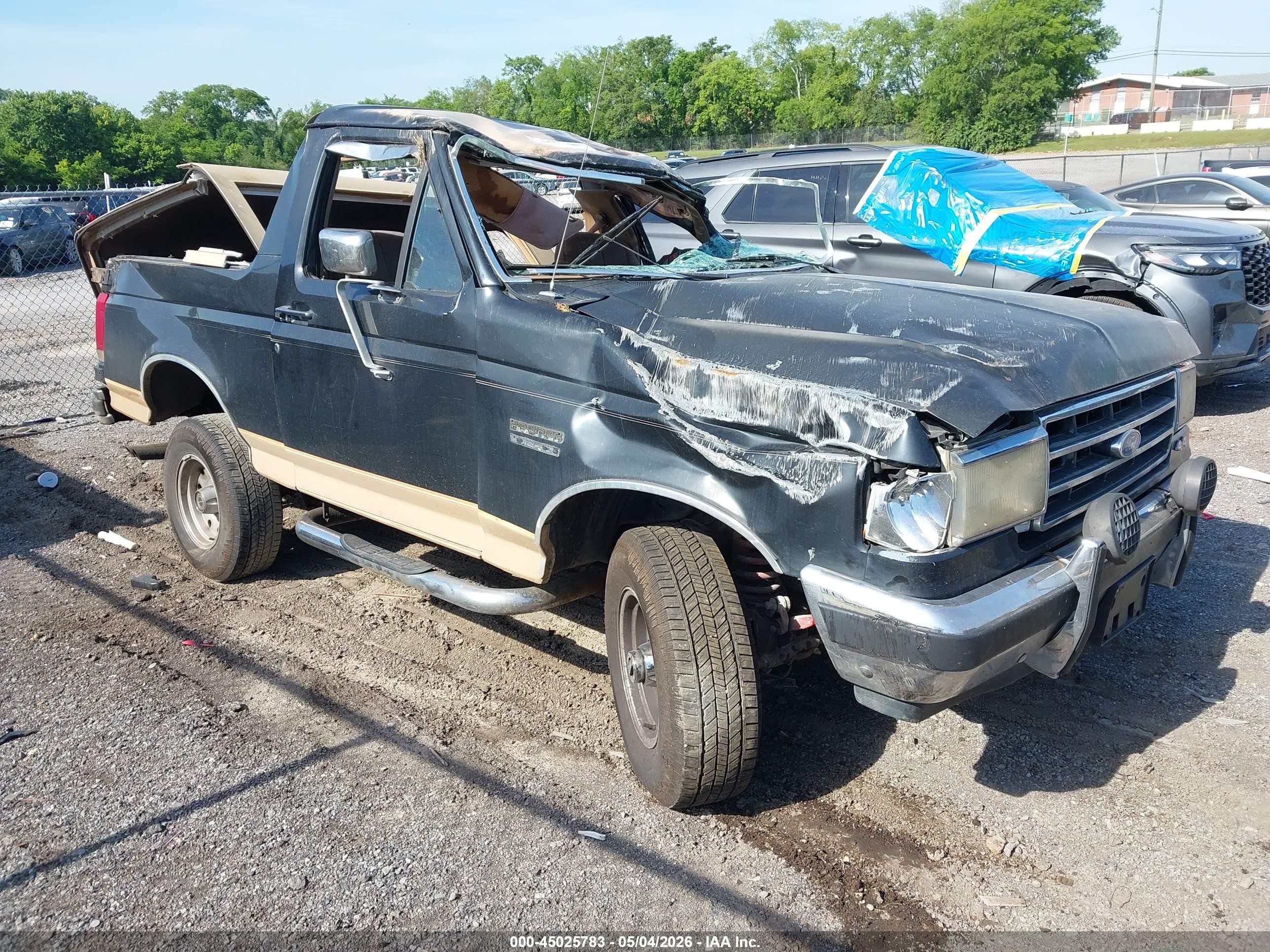 1991 Ford Bronco Custom, VIN 1FMEU15HXMLA18889 — Rollover