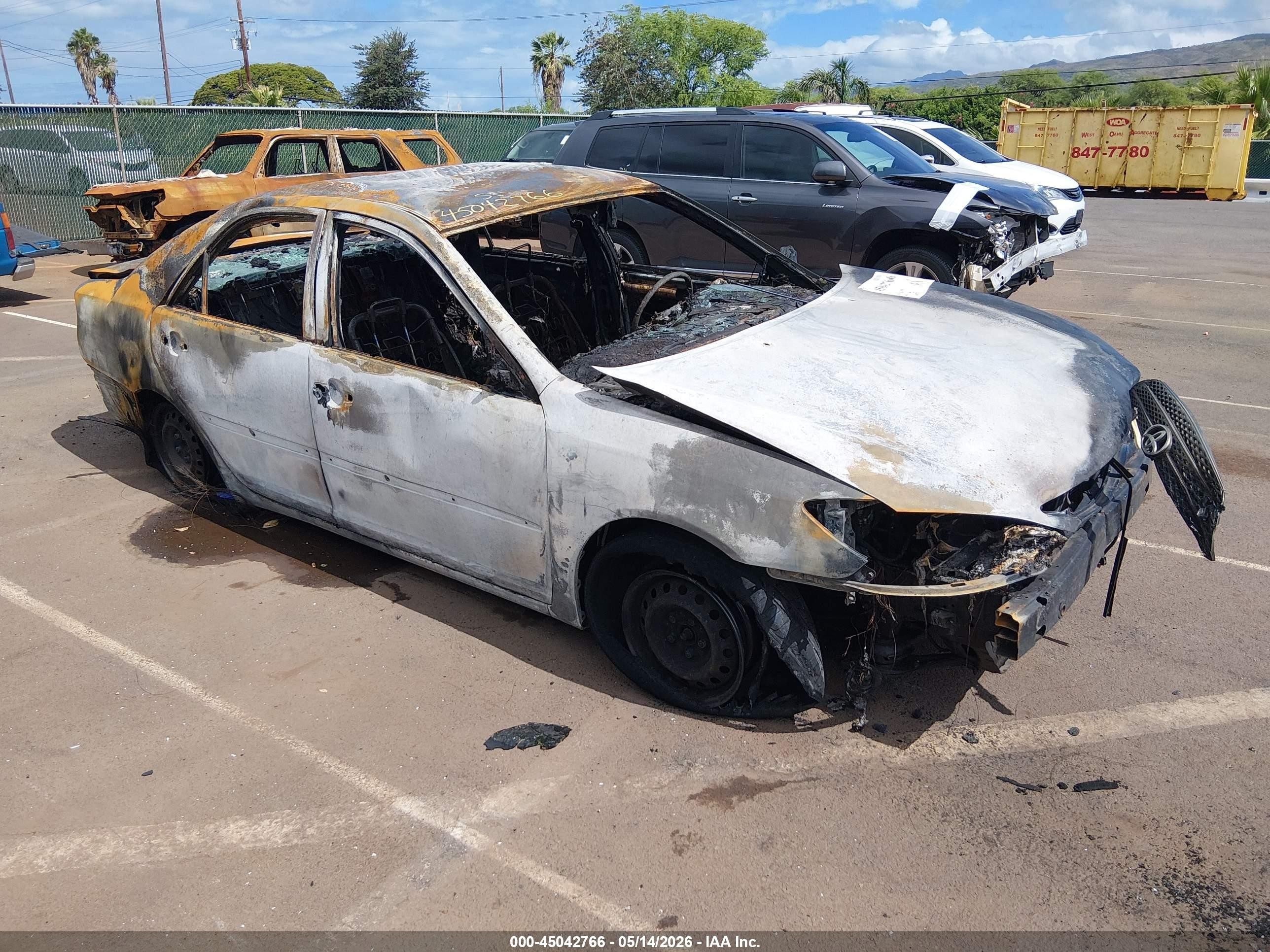 2002 Toyota Camry LE, VIN JTDBE32K020054489 — Burn