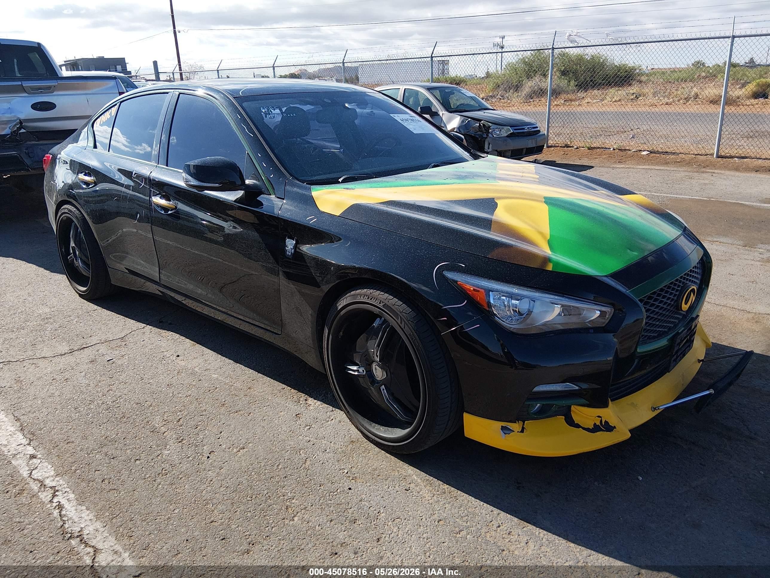 2015 Infiniti Q50 Sport, VIN JN1BV7AR8FM403518 — Rear end