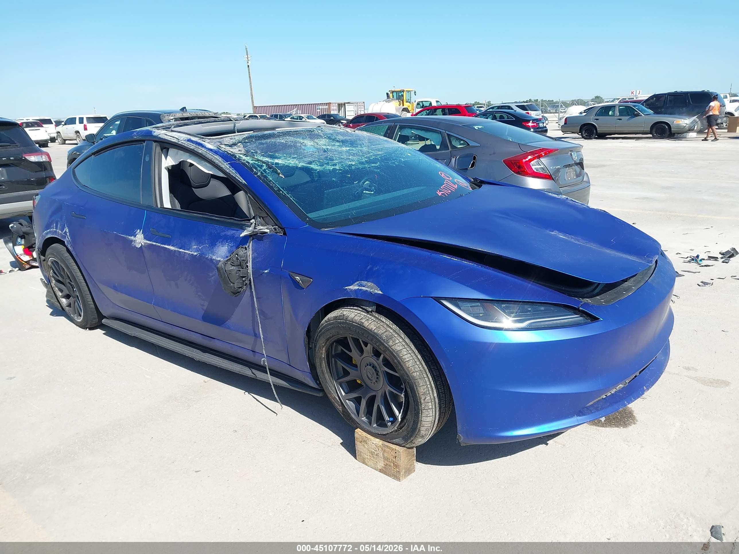 2025 Tesla Model 3 Long Range, VIN 5YJ3E1EA1SF961880 — Rollover