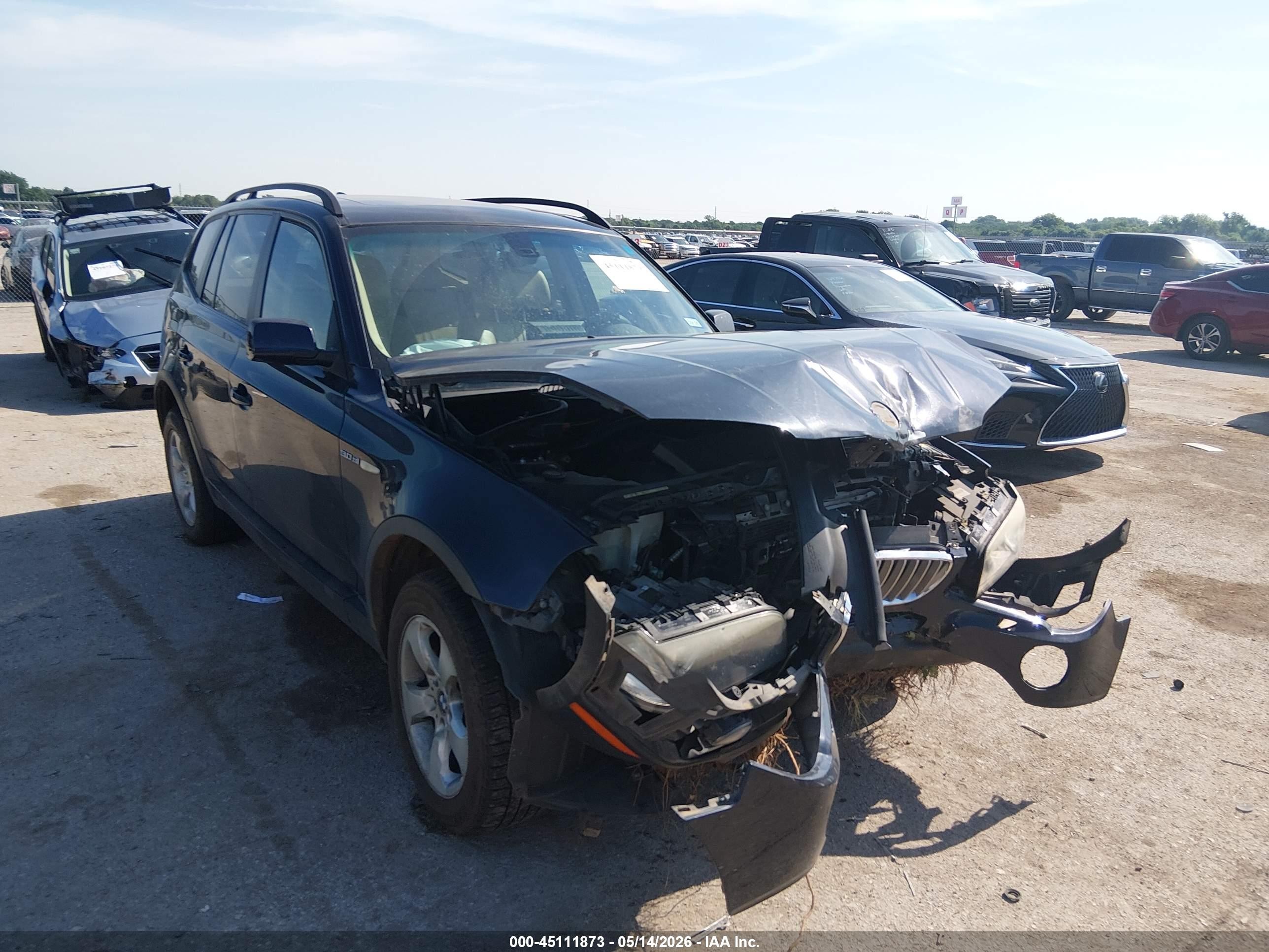 2008 BMW X3 3.0si, VIN WBXPC93478WJ16882 — Front end