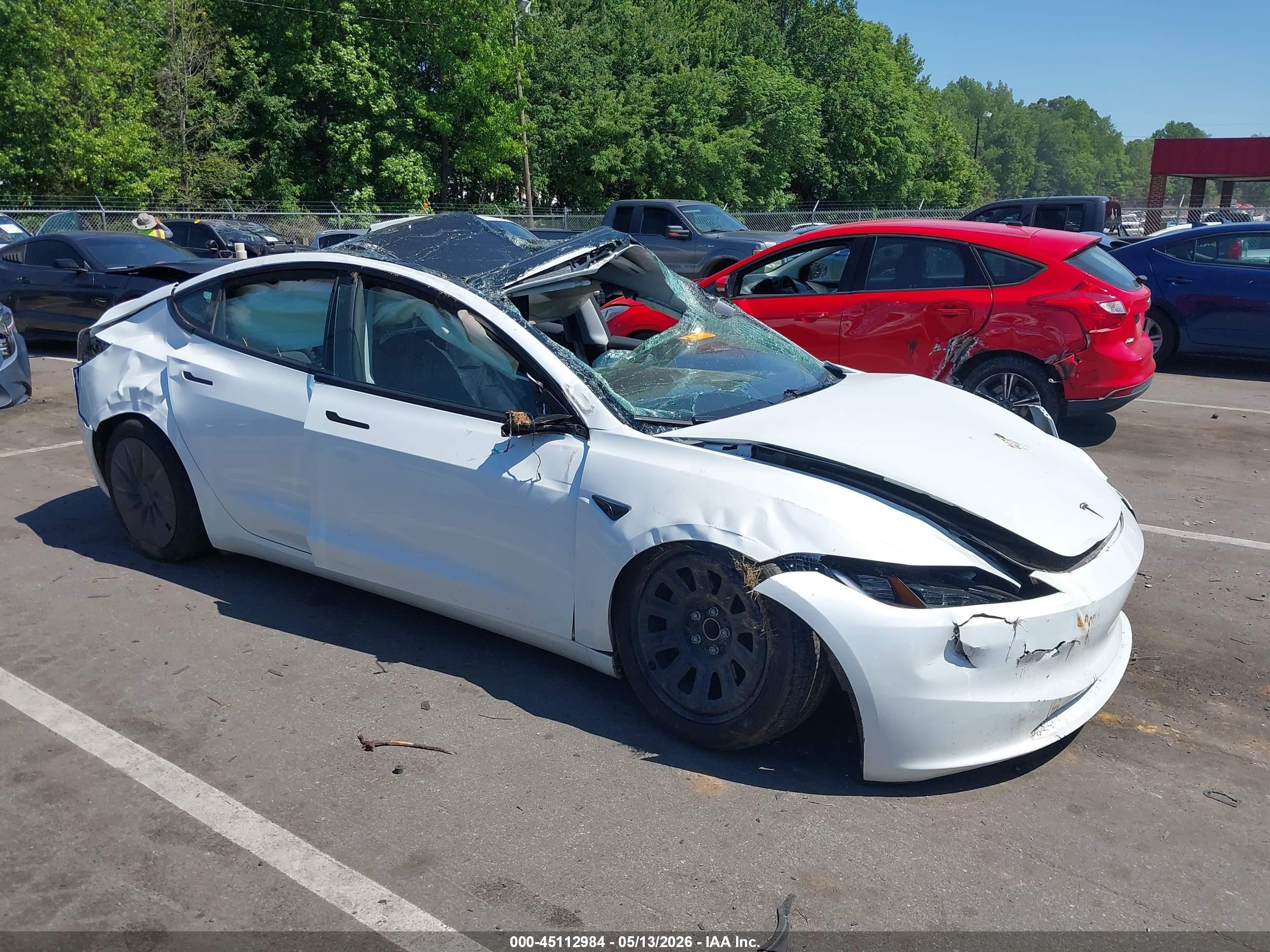 2025 Tesla Model 3 Long Range, VIN 5YJ3E1EAXSF135108 — Rollover