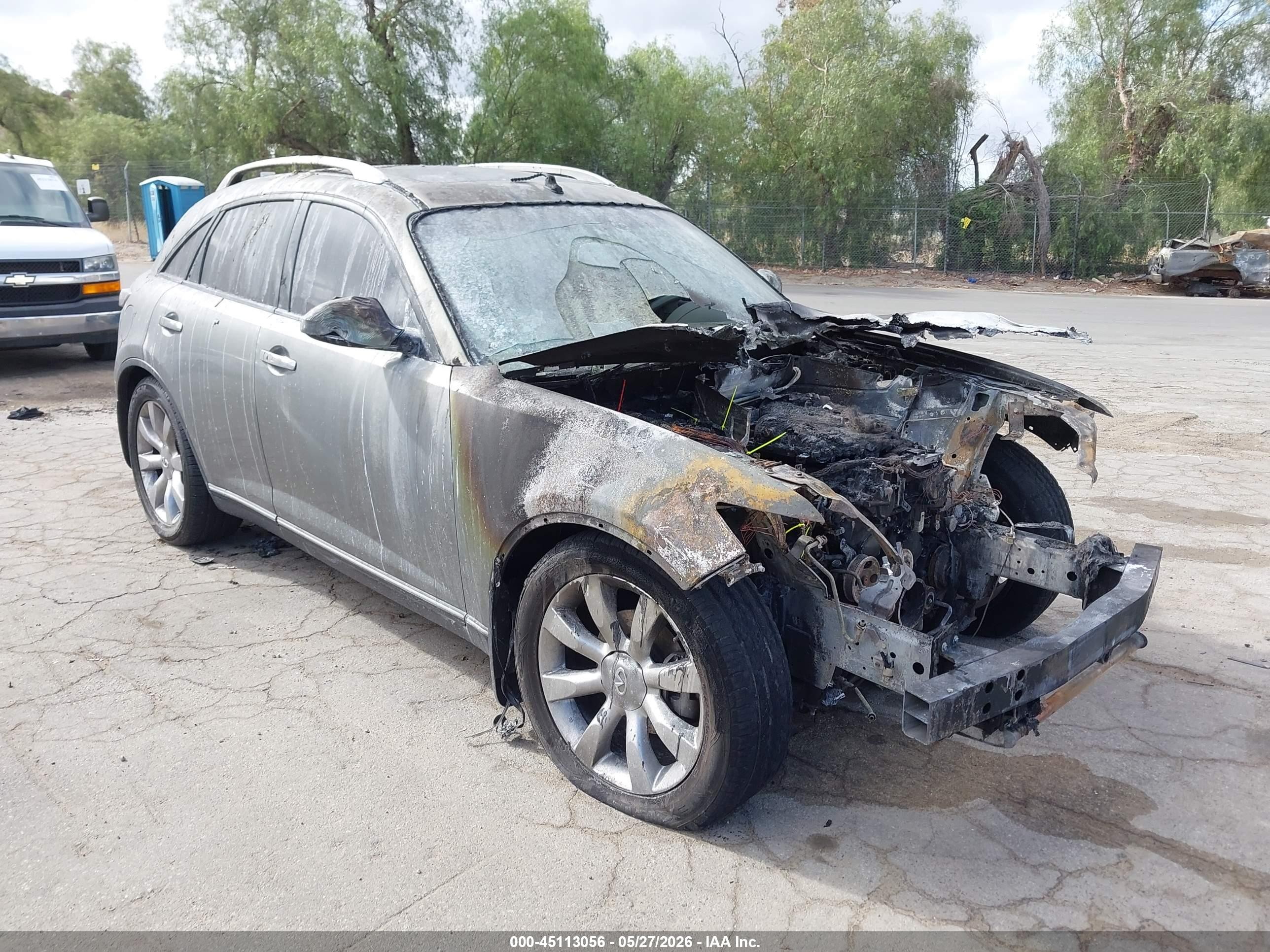 2005 Infiniti FX, VIN JNRAS08U15X102069 — Engine fire