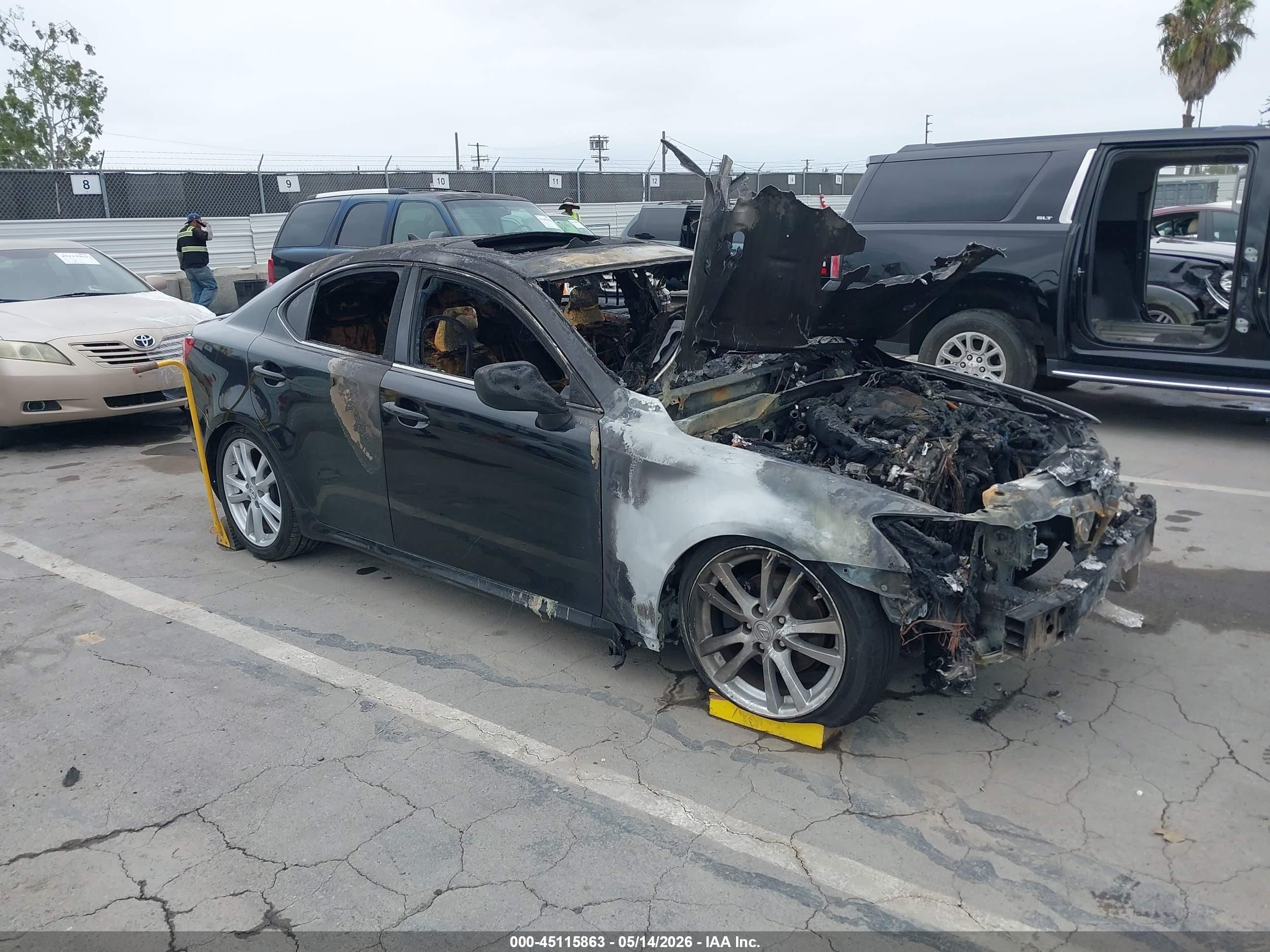 2007 Lexus IS 250, VIN JTHBK262672054892 — Engine fire