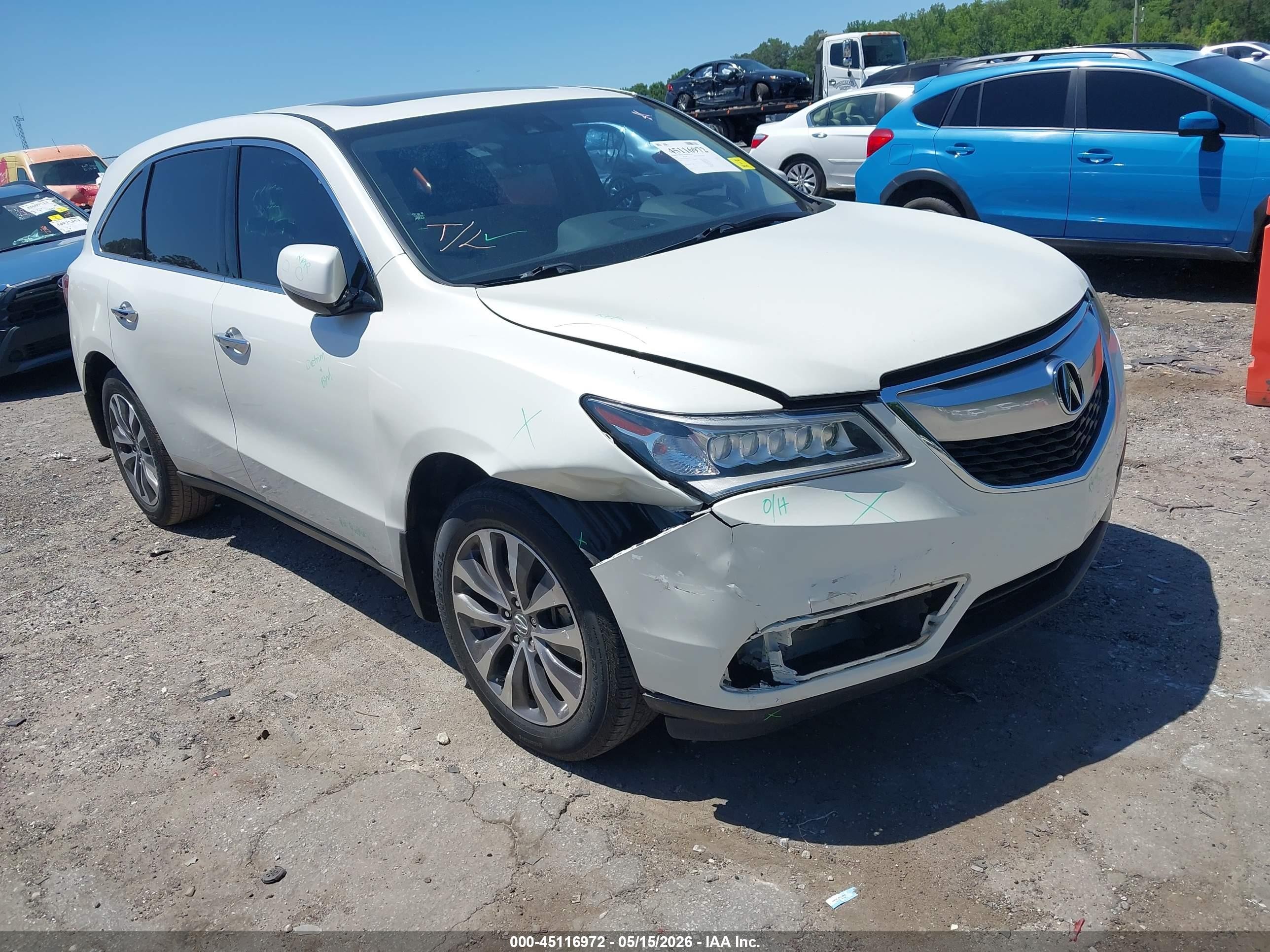 2015 Acura MDX Technology, VIN 5FRYD3H49FB010907 — Front end