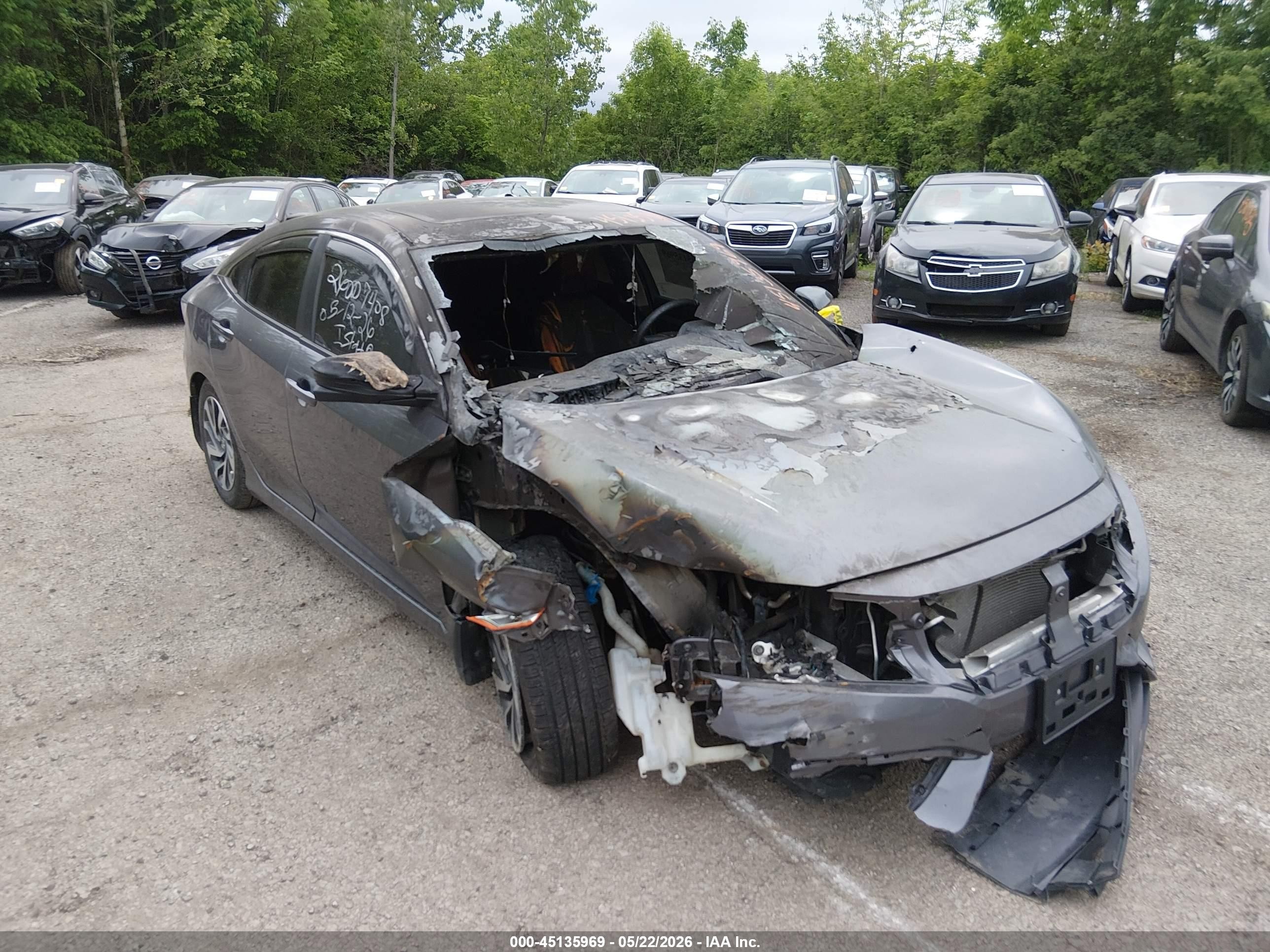 2016 Honda Civic EX, VIN 19XFC2F71GE045225 — Interior fire