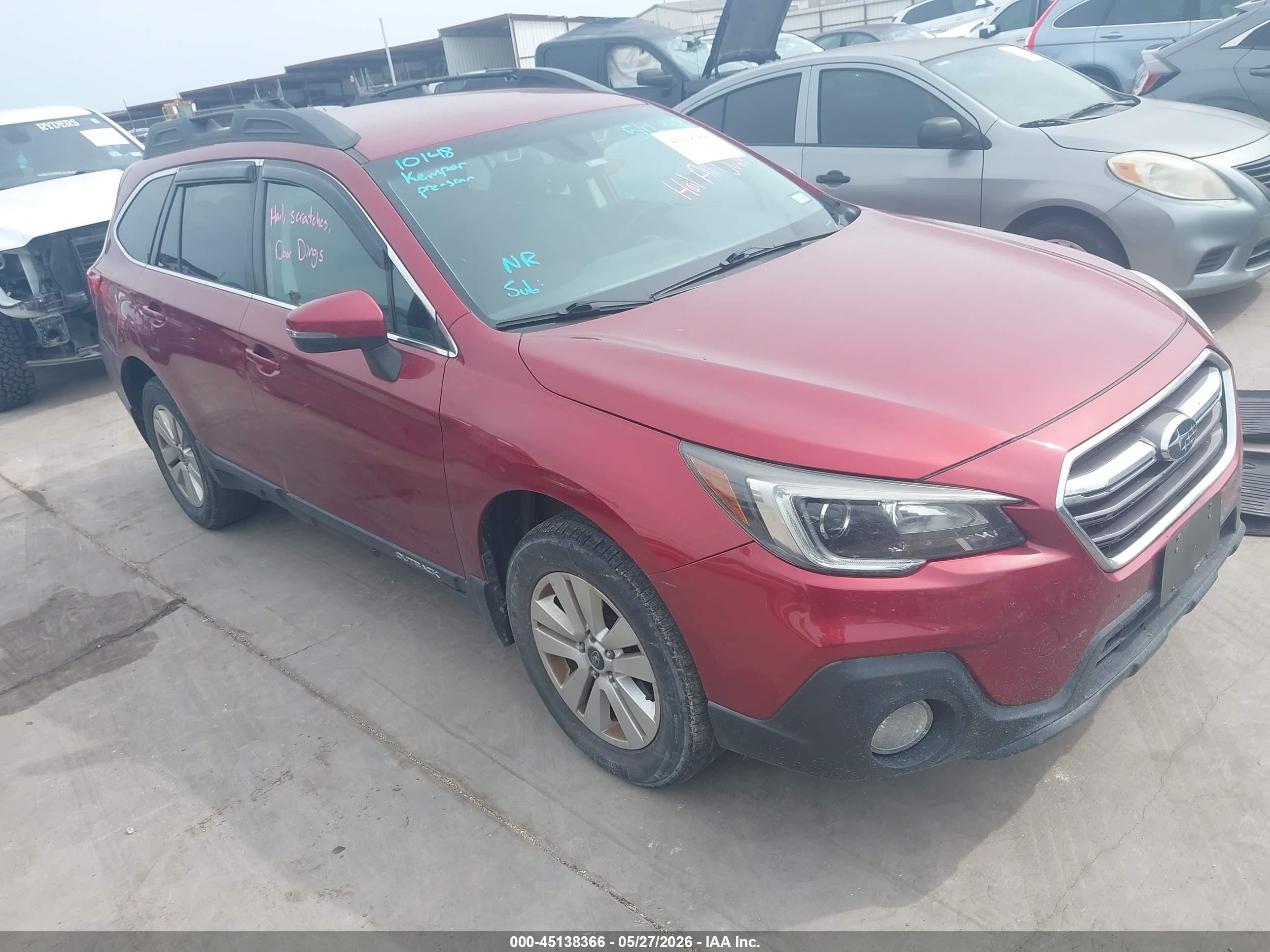 2019 Subaru Outback Premium, VIN 4S4BSAFC6K3251127 — Hail